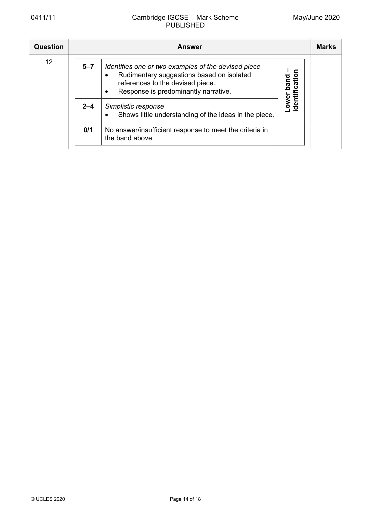 Mark scheme, page 14 of 18