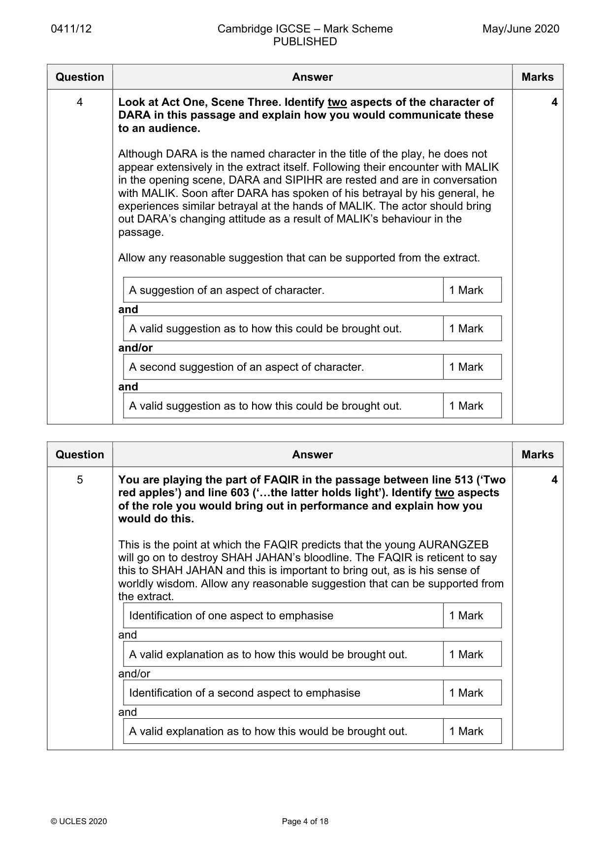 Mark scheme, page 4 of 18