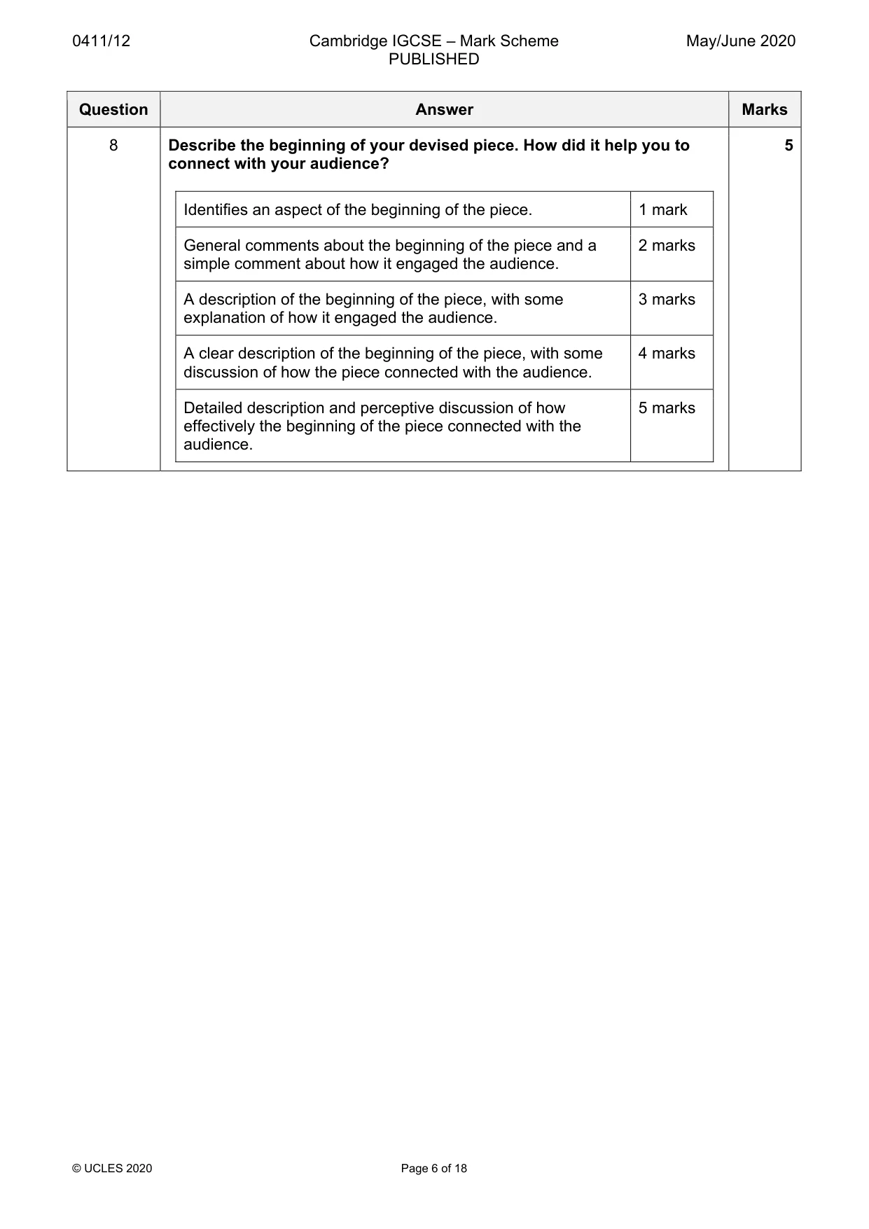 Mark scheme, page 6 of 18