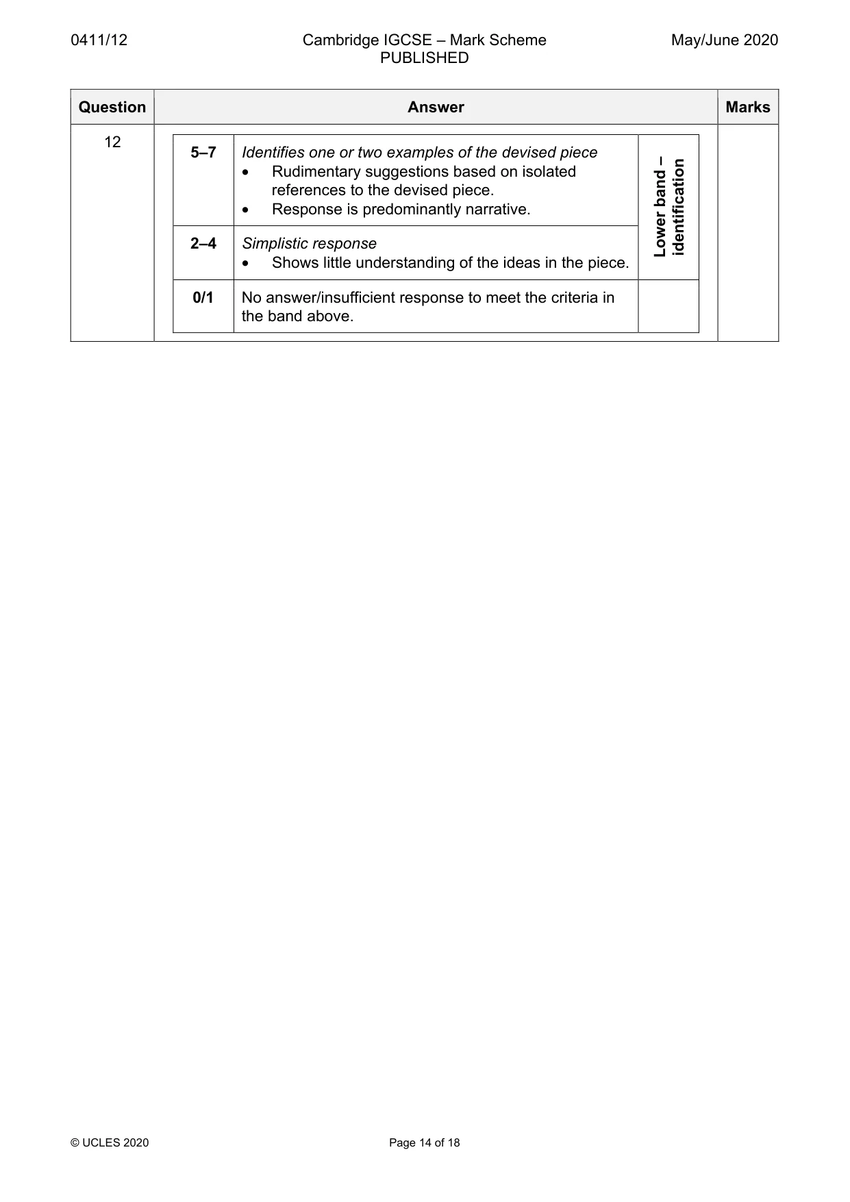 Mark scheme, page 14 of 18