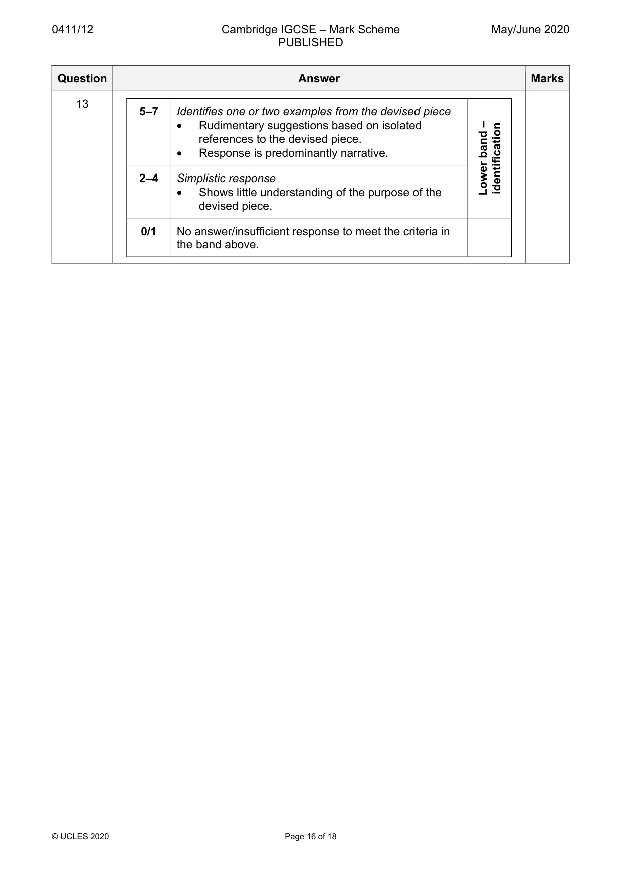Mark scheme, page 16 of 18