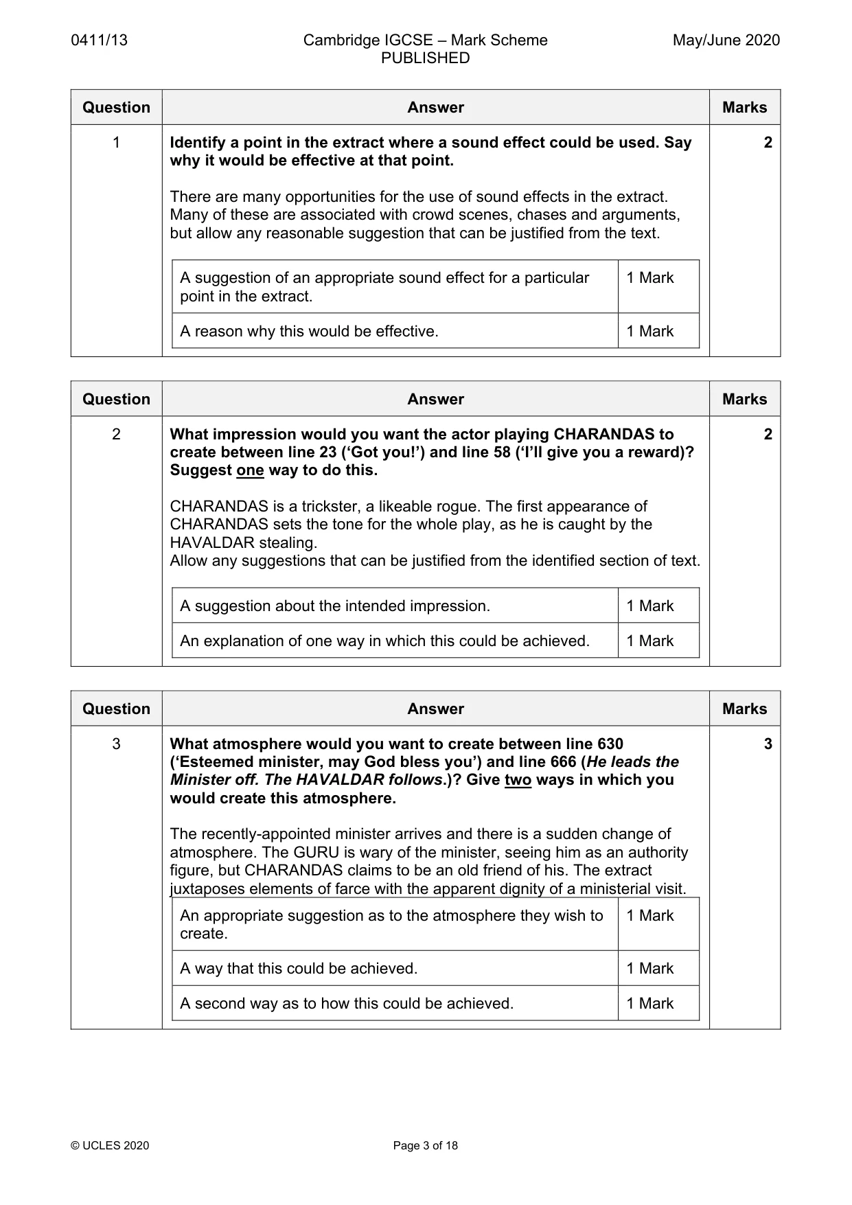 Mark scheme, page 3 of 18