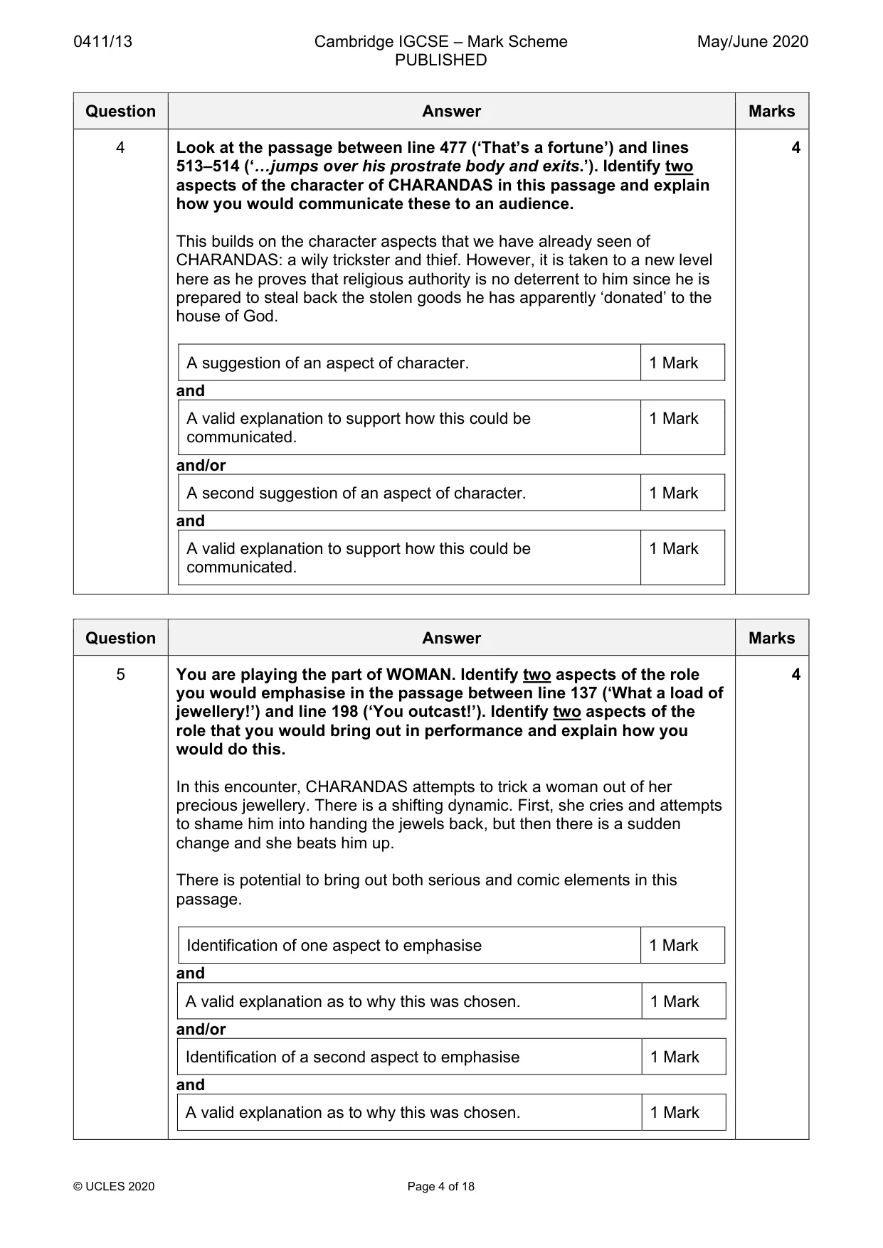 Mark scheme, page 4 of 18