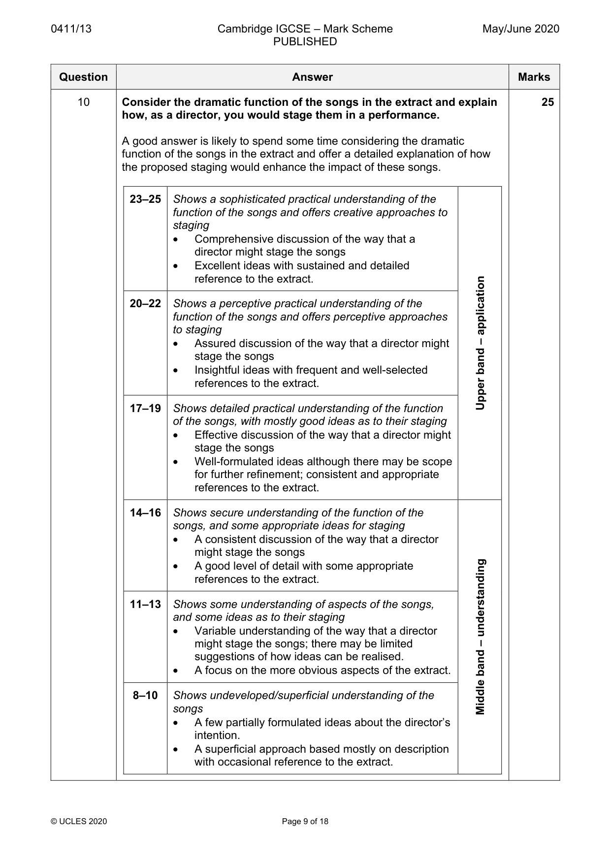 Mark scheme, page 9 of 18