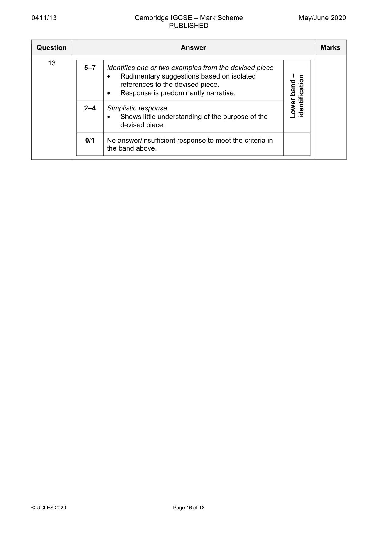Mark scheme, page 16 of 18