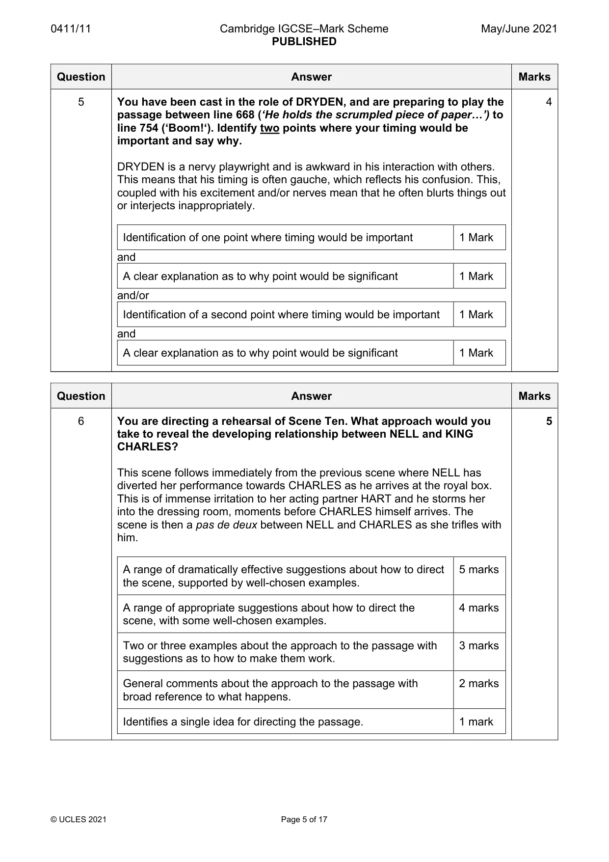 Mark scheme, page 5 of 17