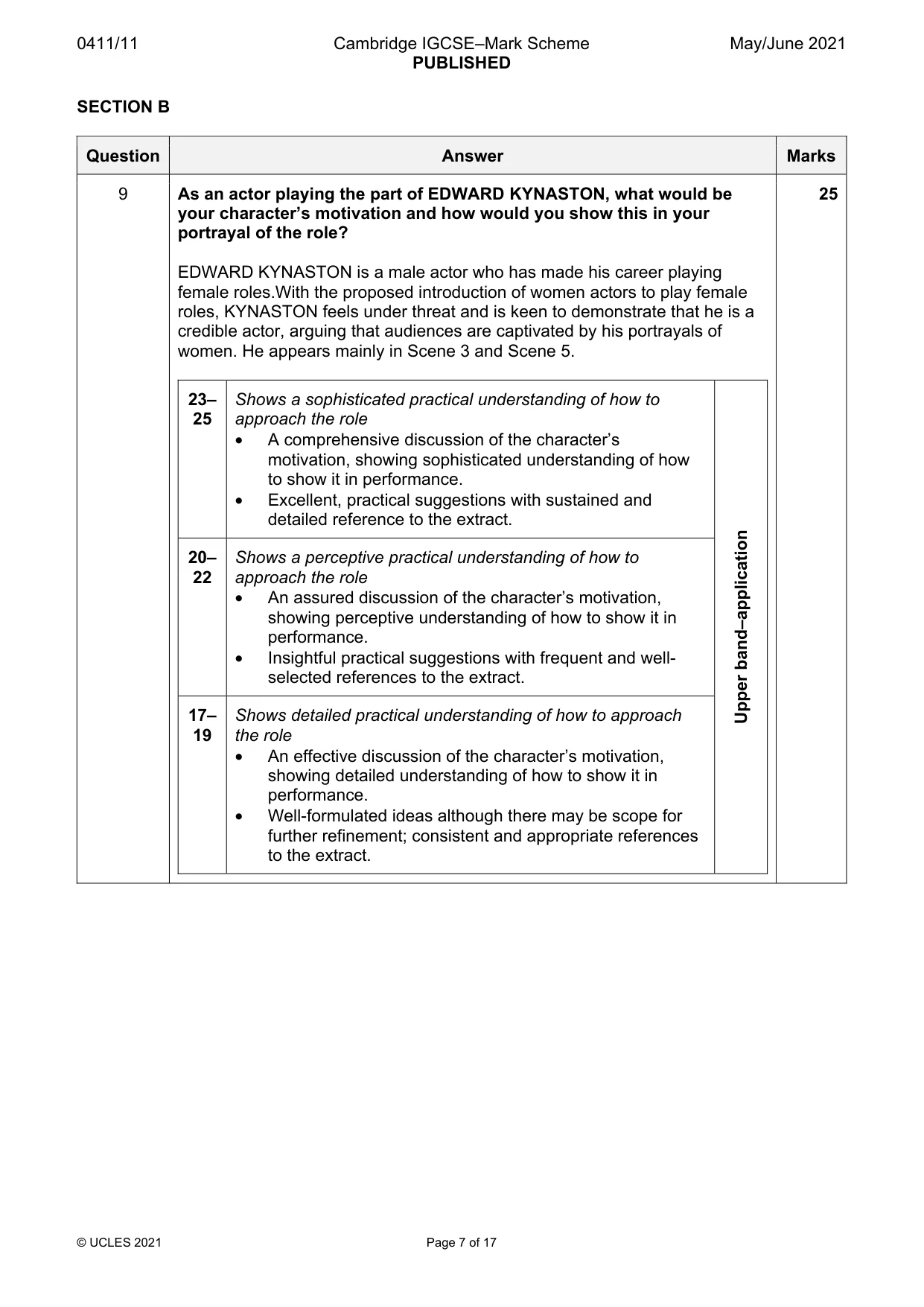 Mark scheme, page 7 of 17