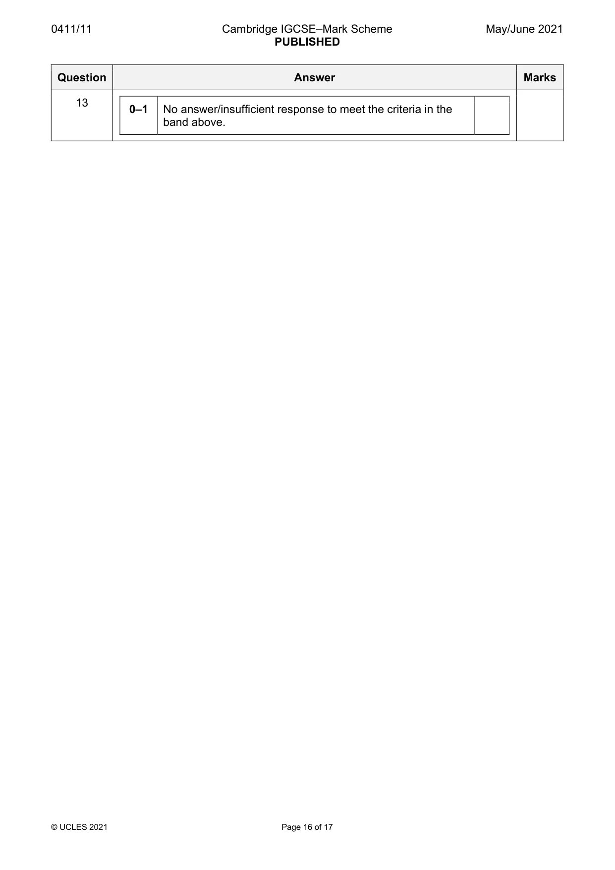 Mark scheme, page 16 of 17