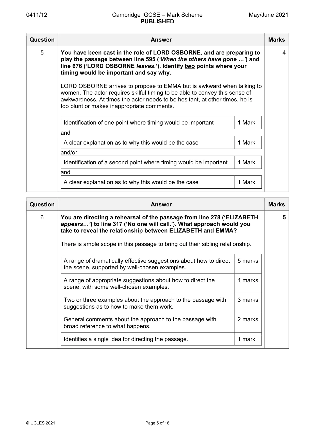 Mark scheme, page 5 of 18