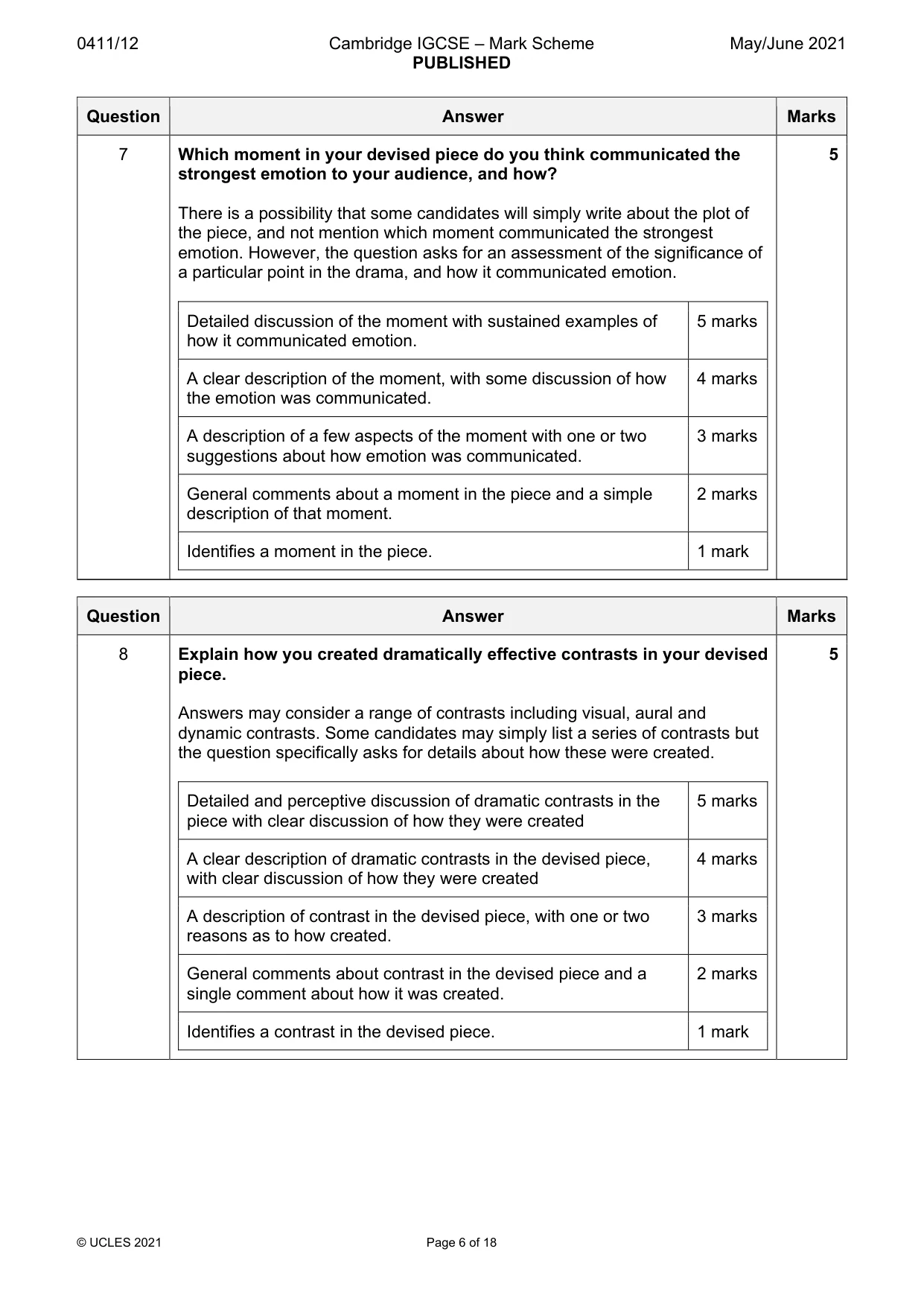 Mark scheme, page 6 of 18