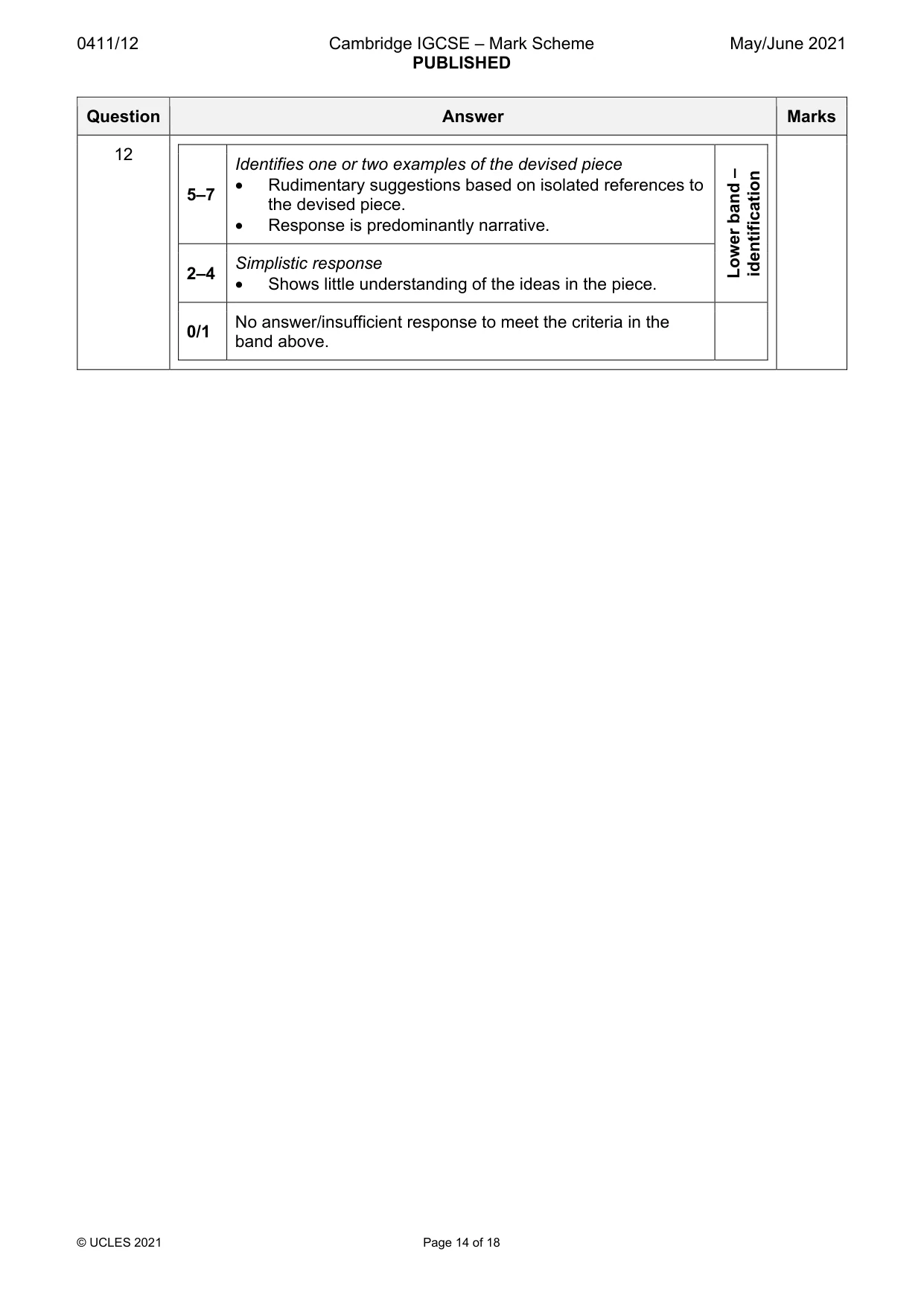 Mark scheme, page 14 of 18