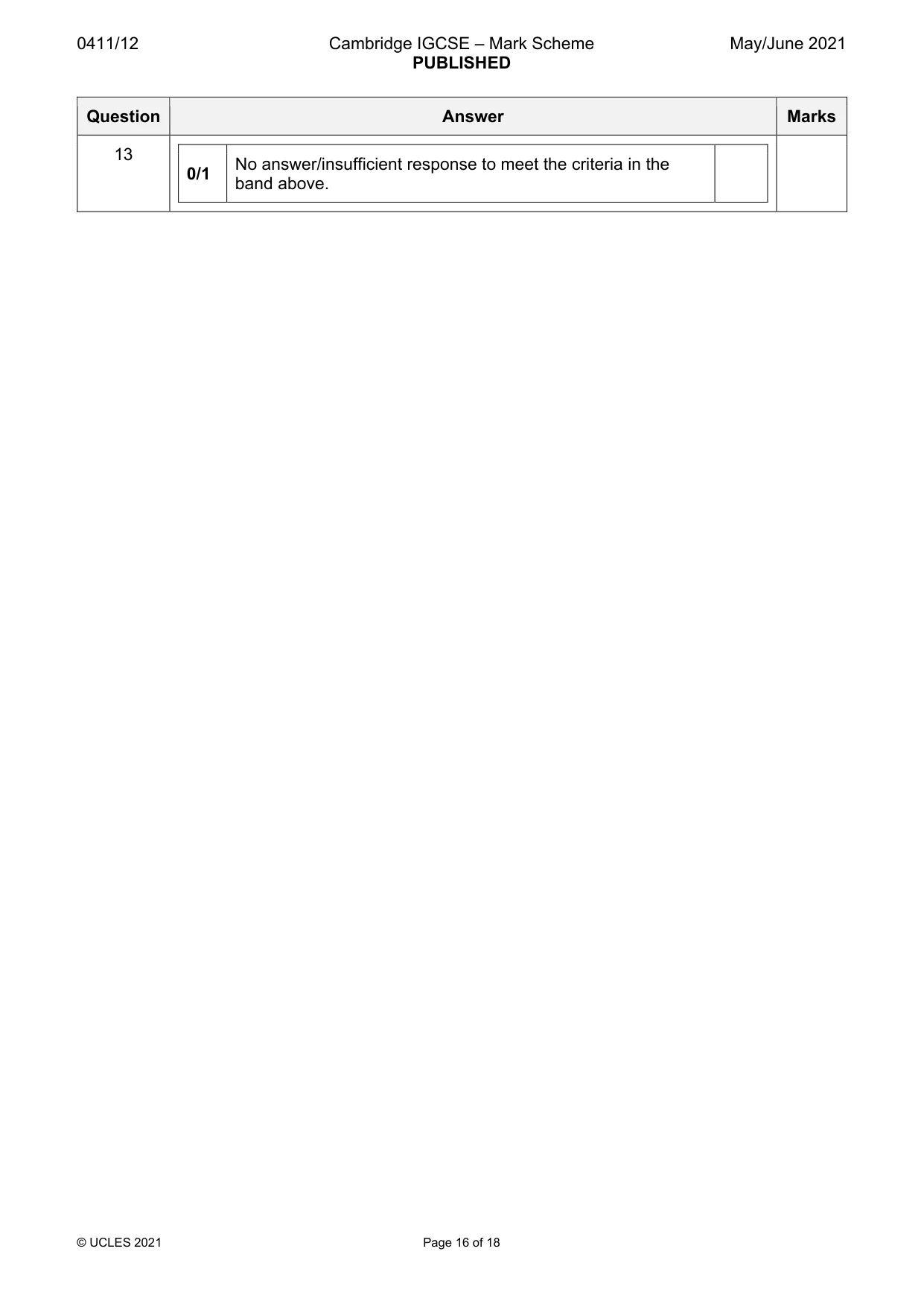 Mark scheme, page 16 of 18