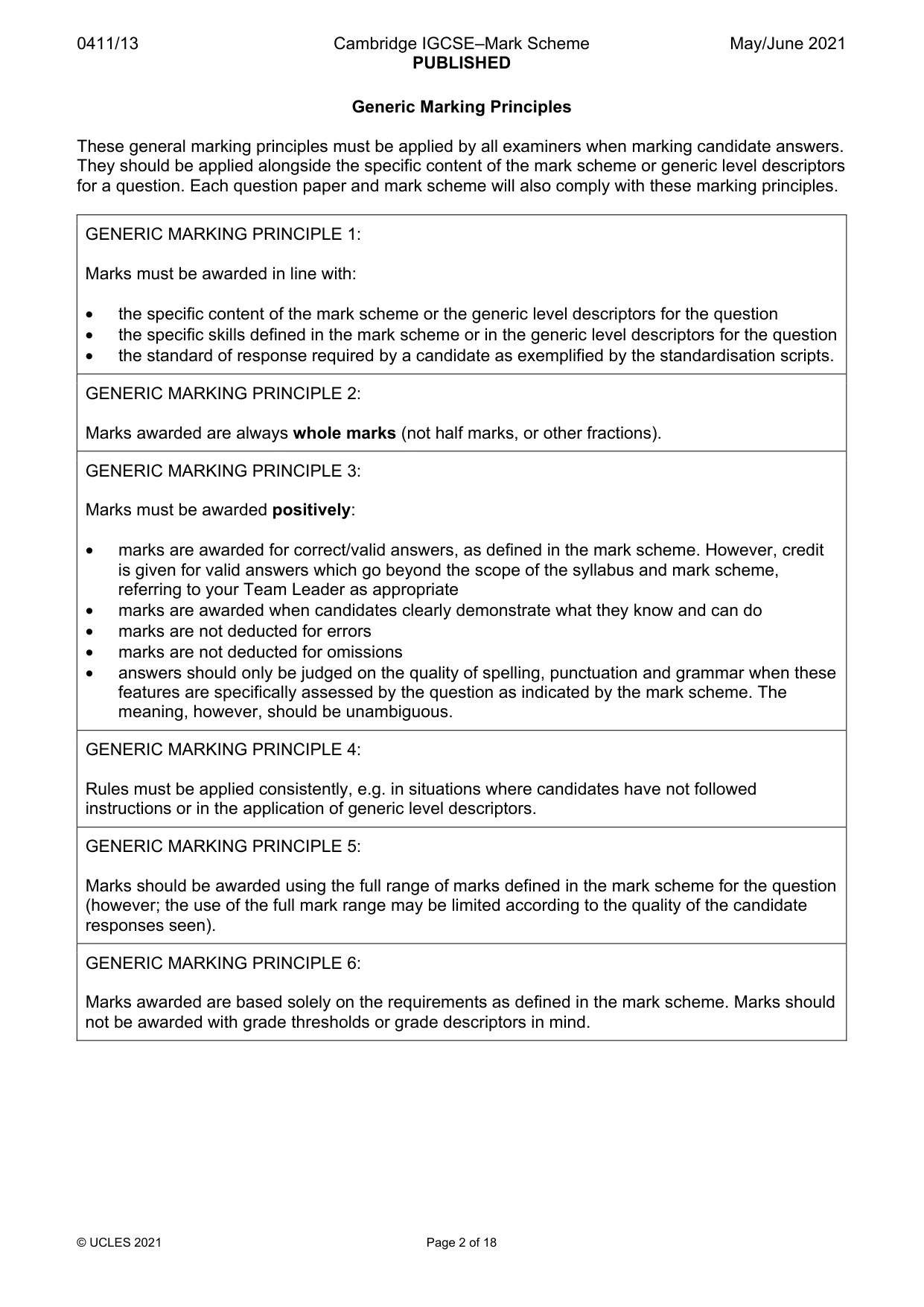 Mark scheme, page 2 of 18
