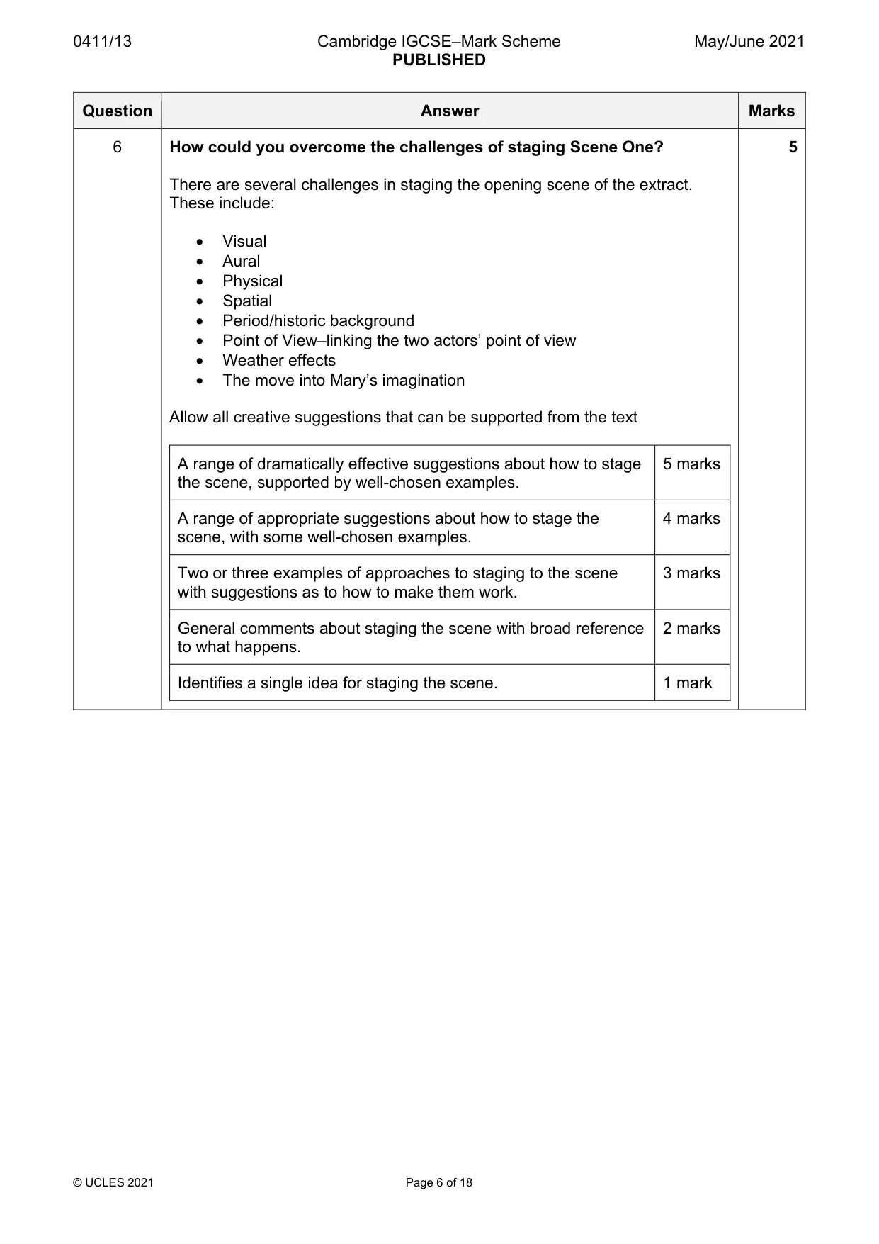 Mark scheme, page 6 of 18