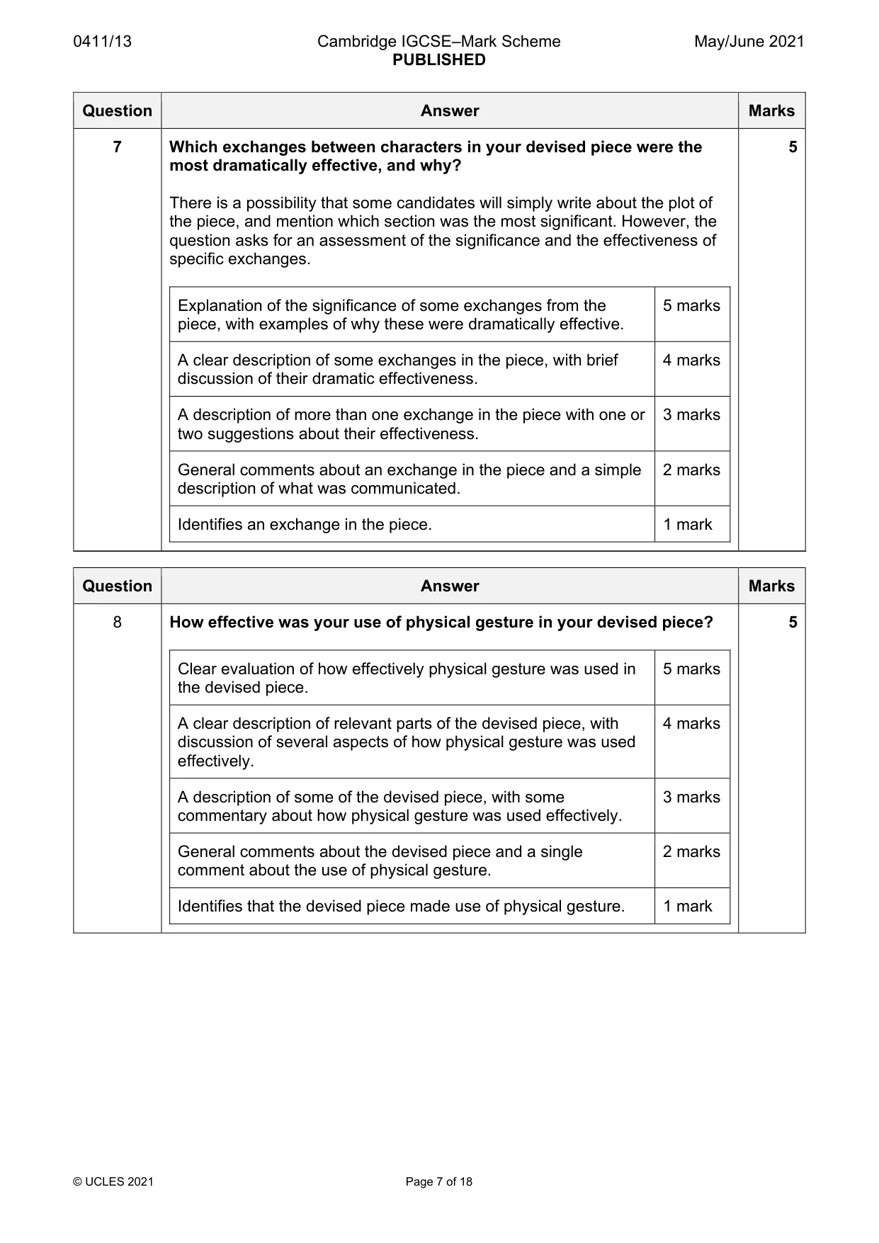 Mark scheme, page 7 of 18