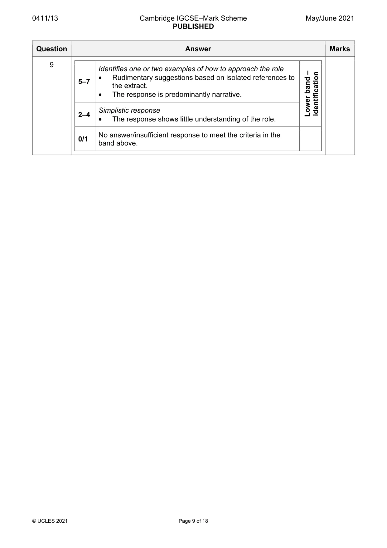Mark scheme, page 9 of 18