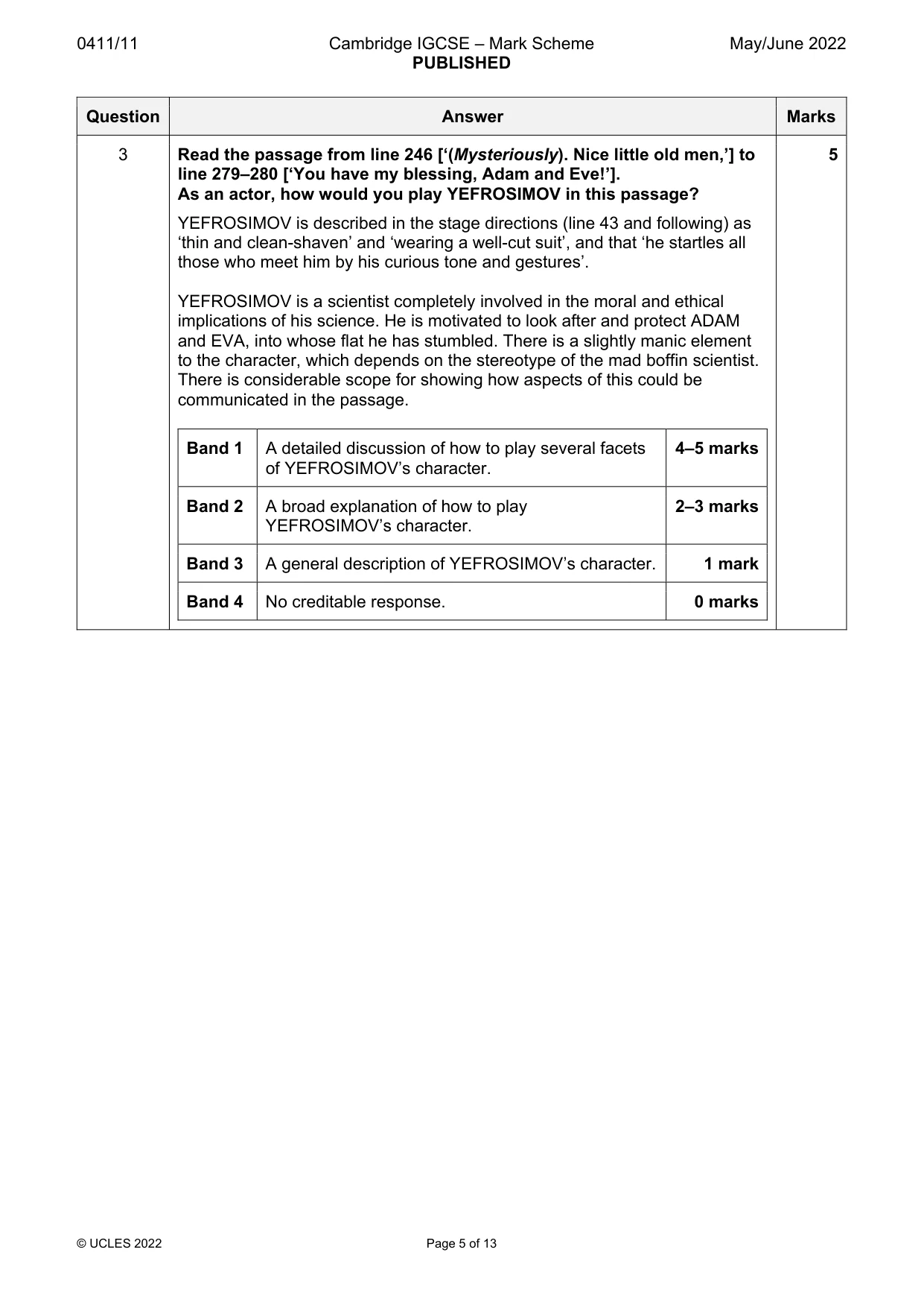 Mark scheme, page 5 of 13