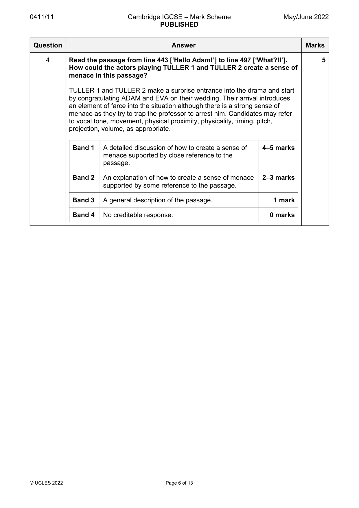 Mark scheme, page 6 of 13