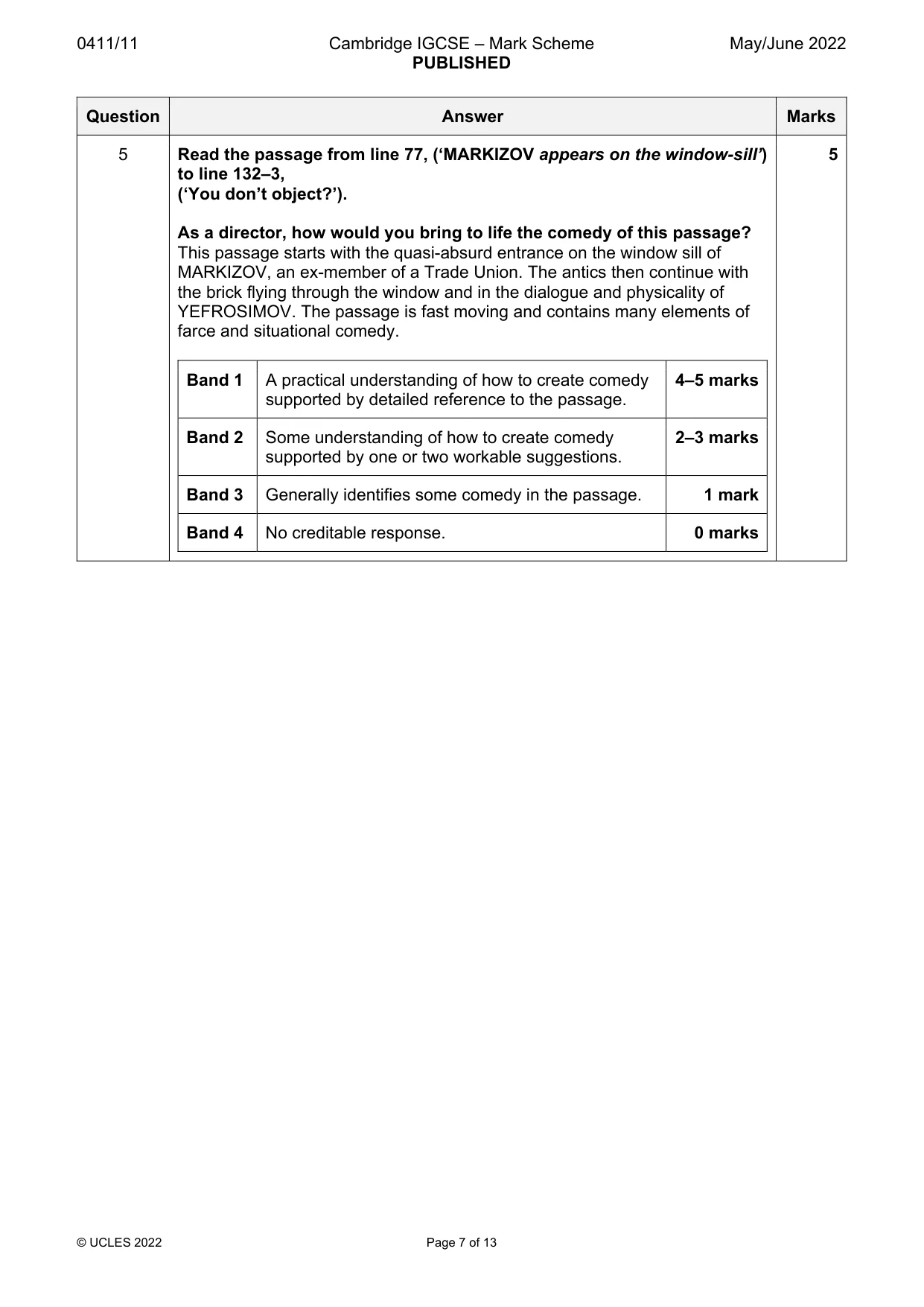 Mark scheme, page 7 of 13