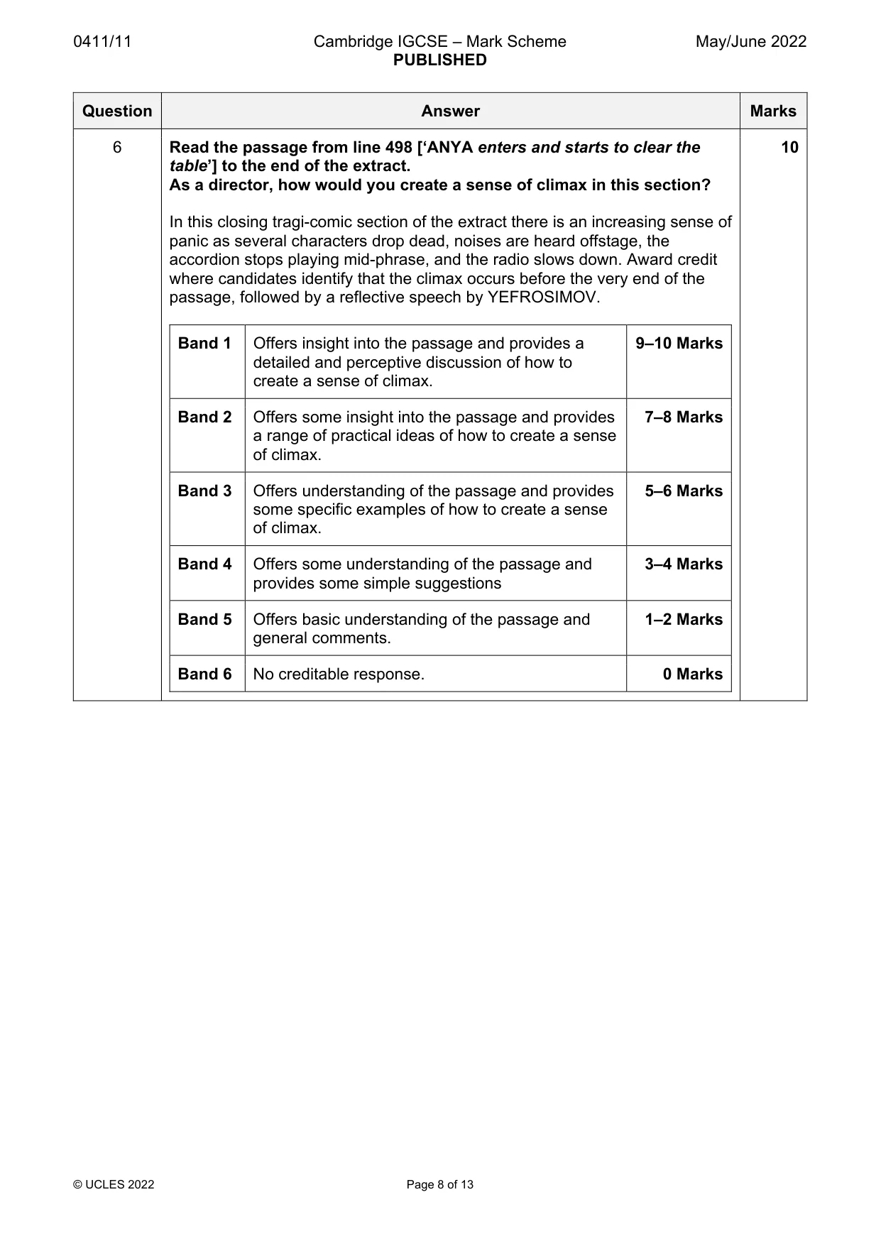 Mark scheme, page 8 of 13