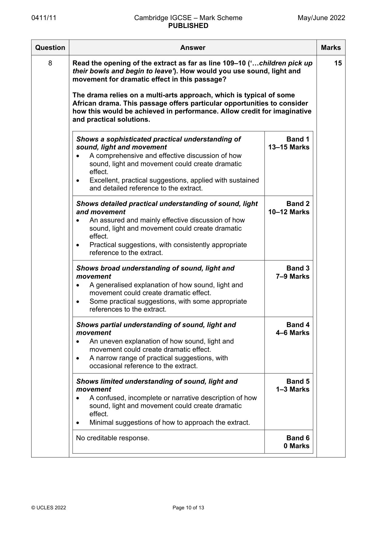 Mark scheme, page 10 of 13