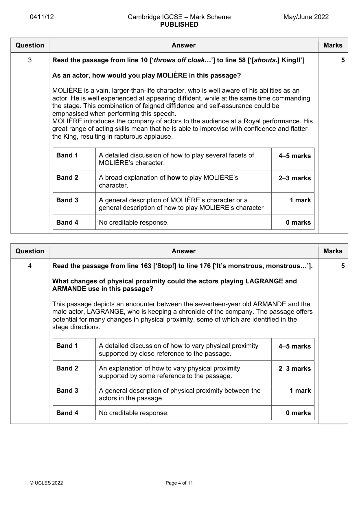 Mark scheme, page 4 of 11