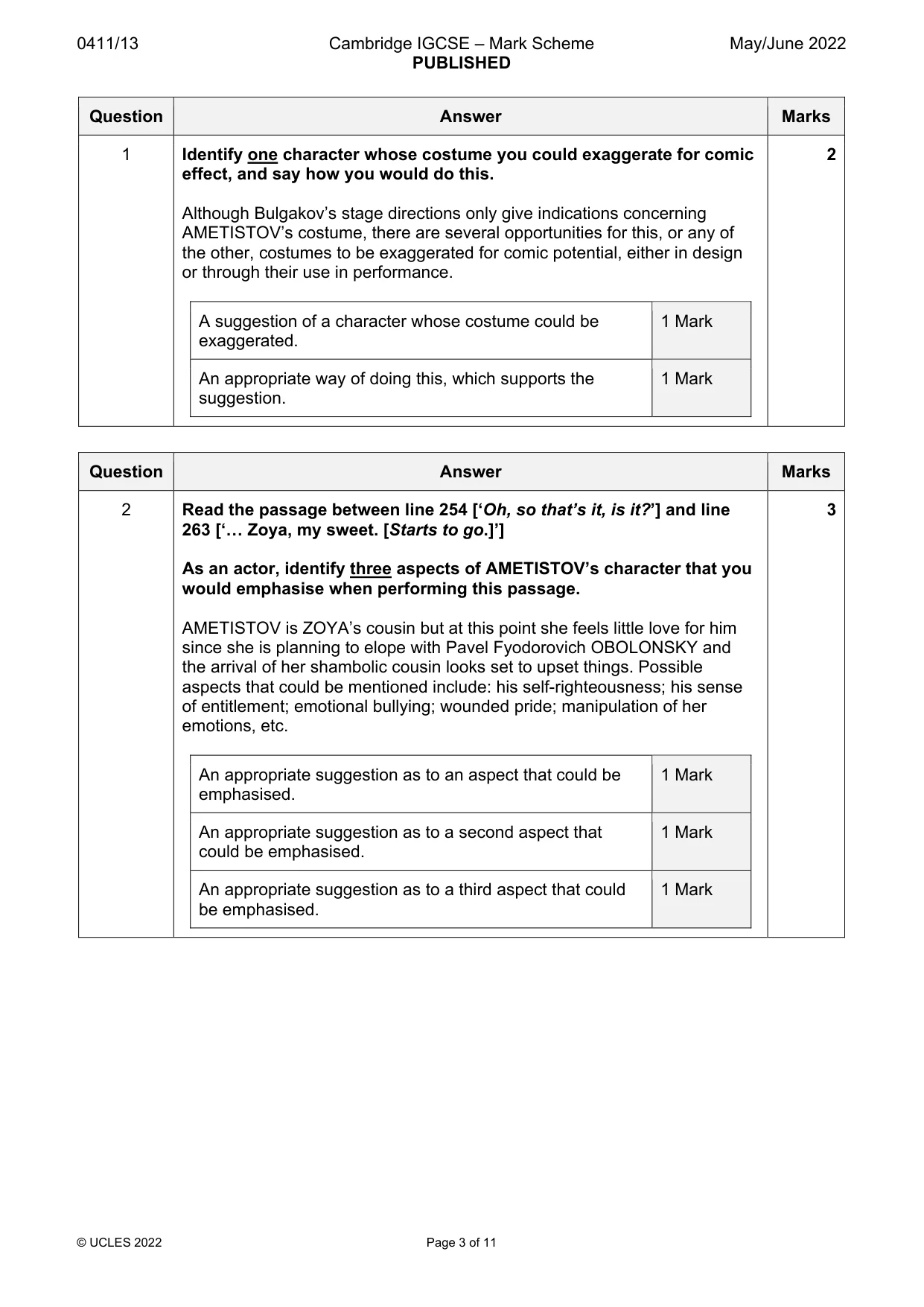 Mark scheme, page 3 of 11