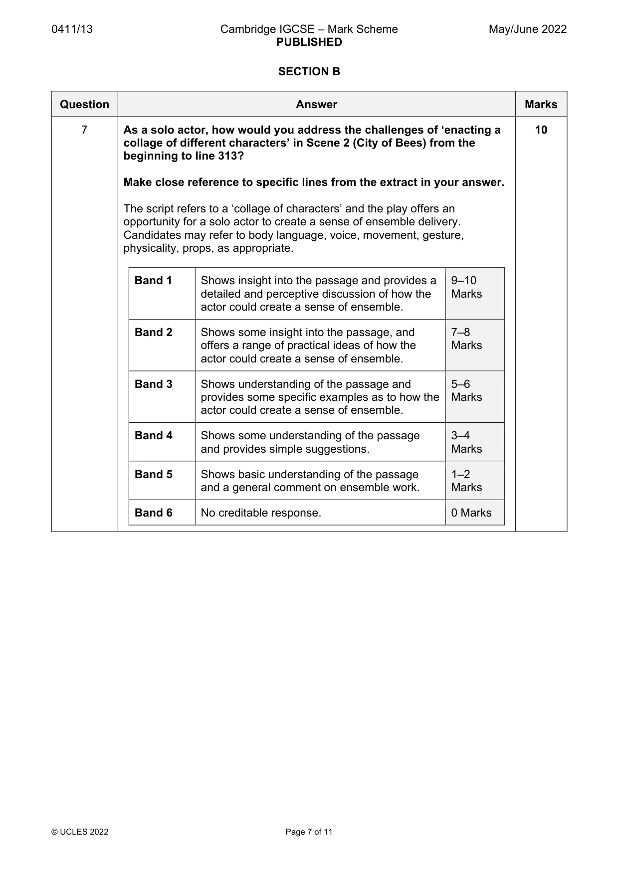 Mark scheme, page 7 of 11