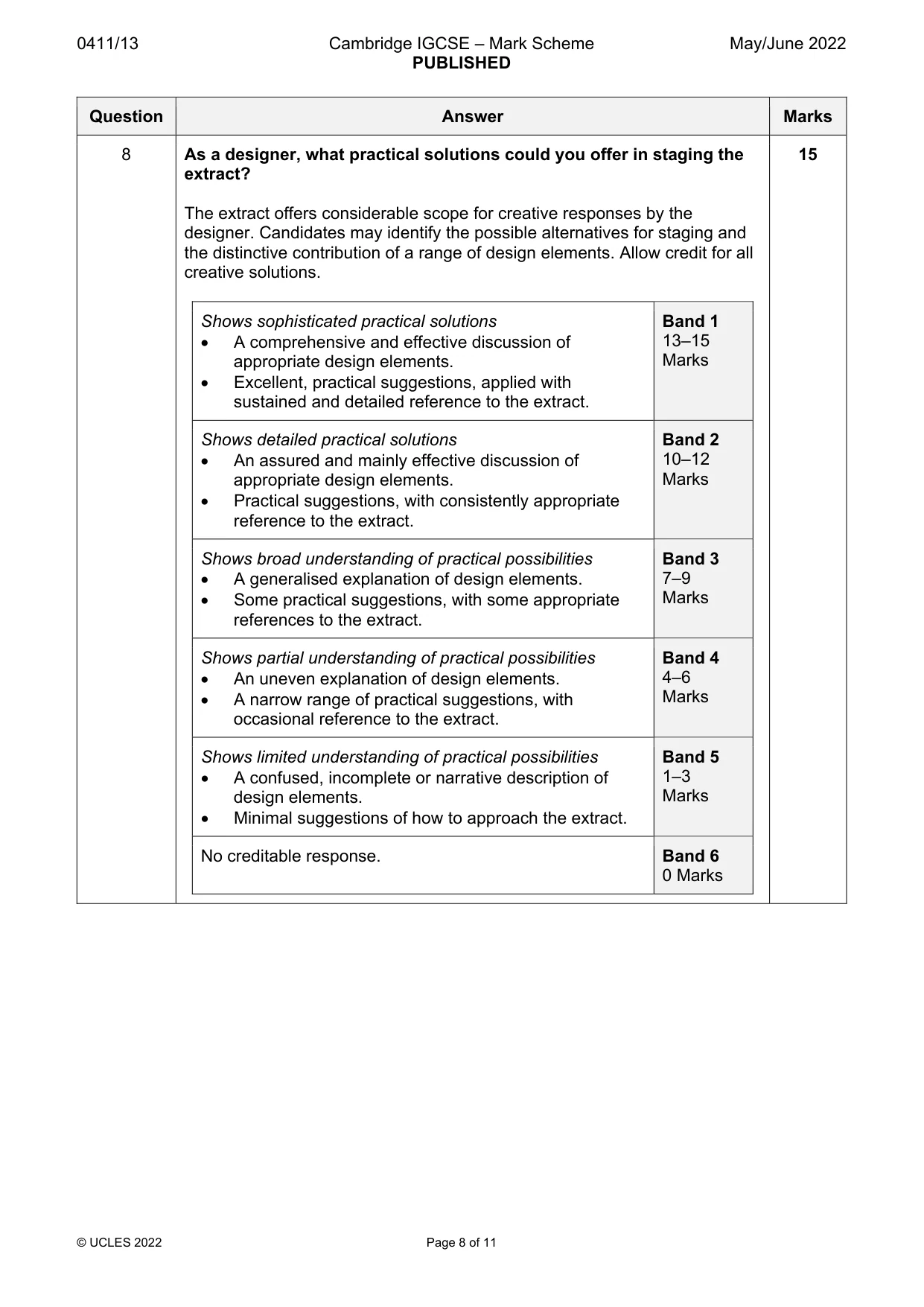 Mark scheme, page 8 of 11