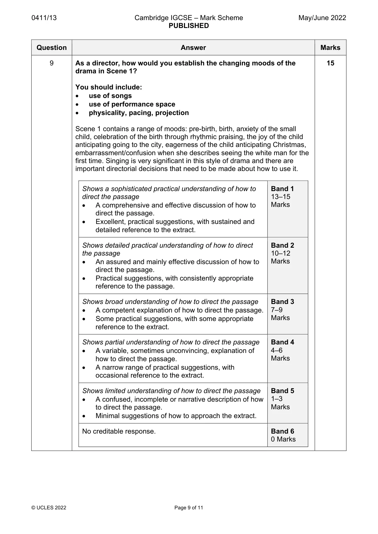 Mark scheme, page 9 of 11