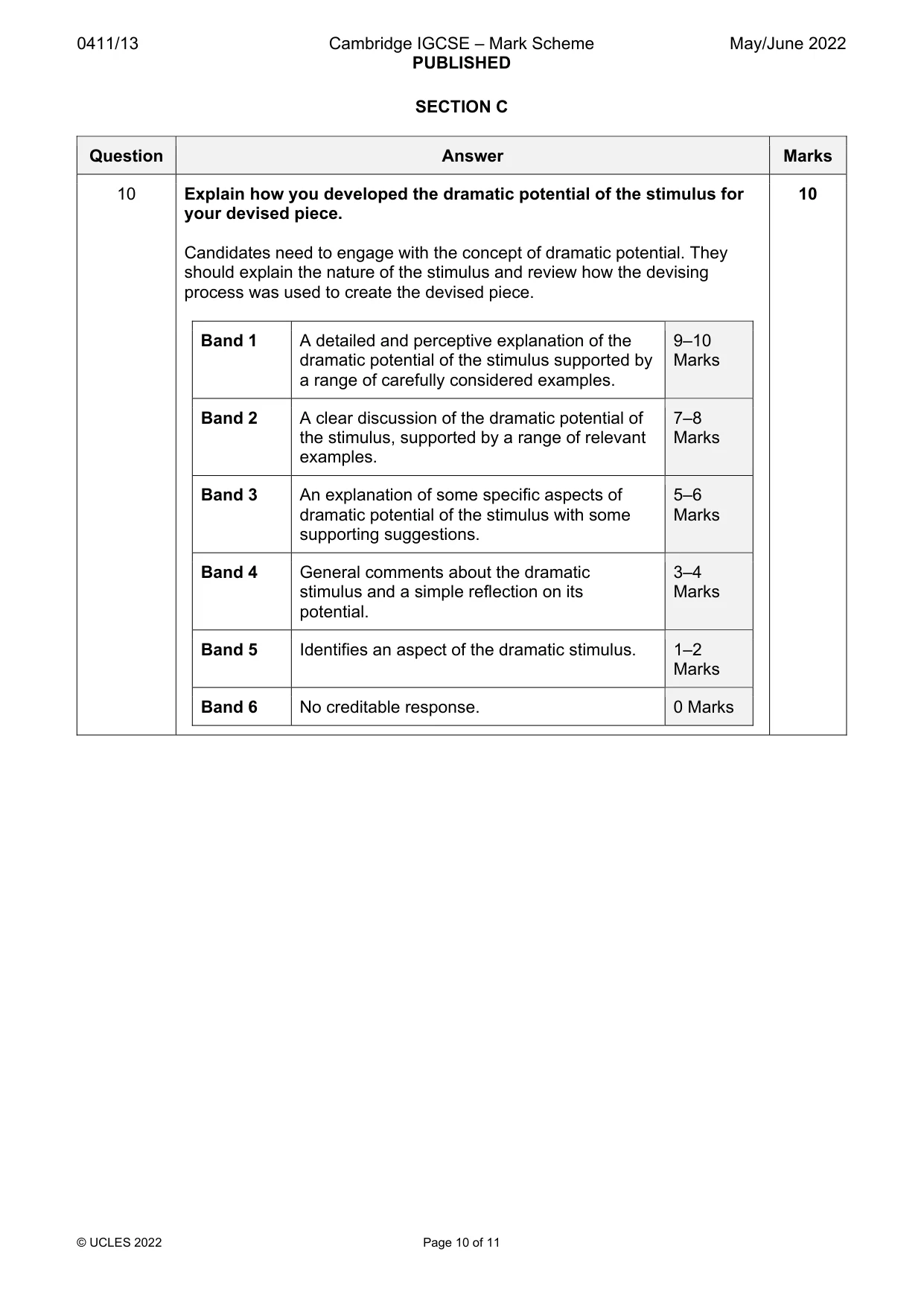 Mark scheme, page 10 of 11