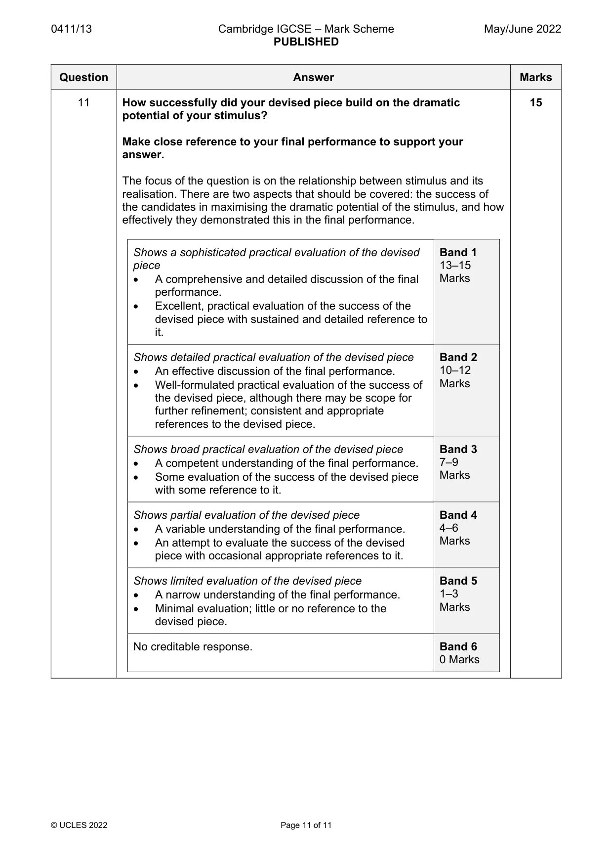Mark scheme, page 11 of 11