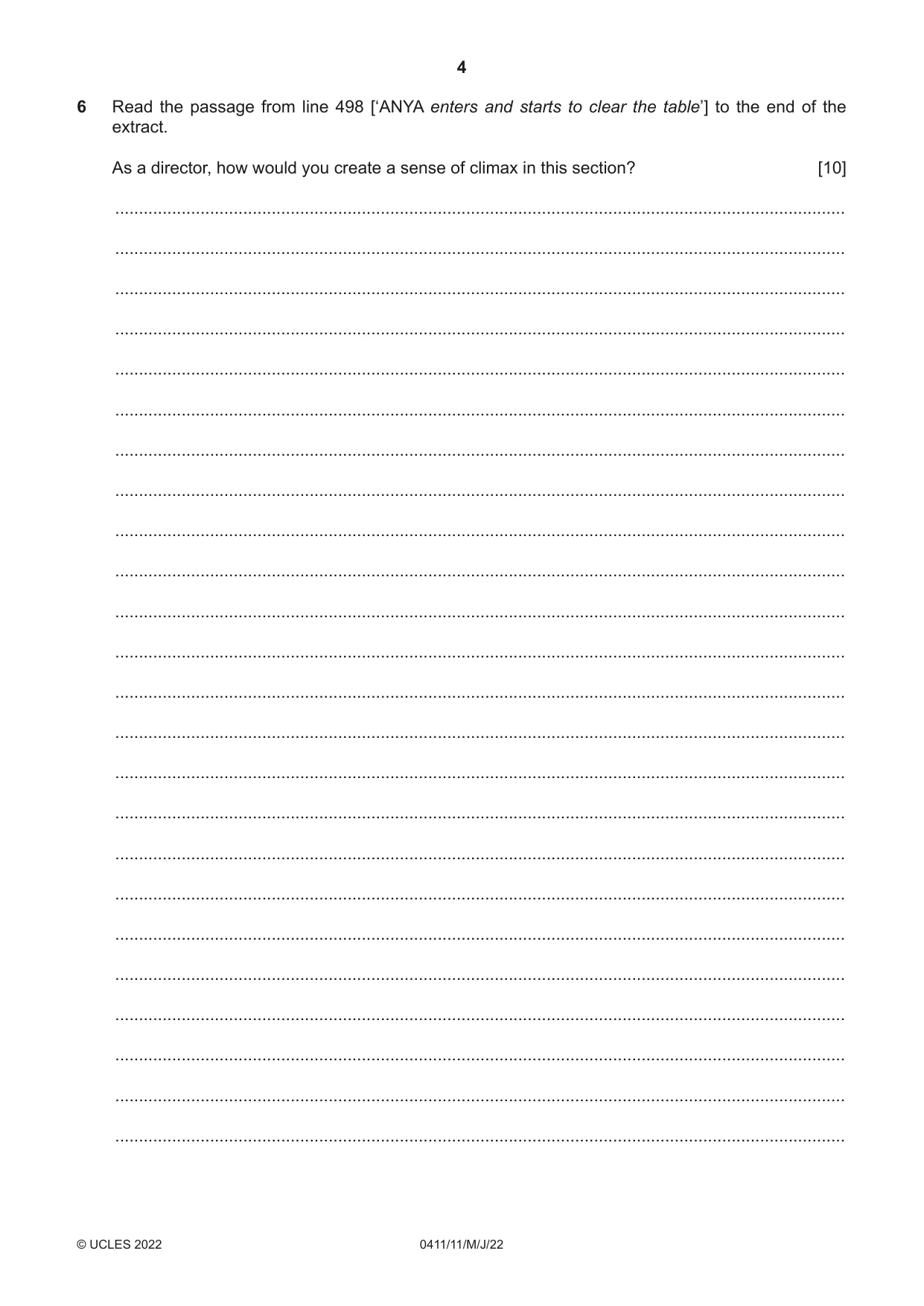 Cambridge IGCSE Drama 0411 2022 May/June Paper 1 · Variant 1 question paper, page 4 of 12