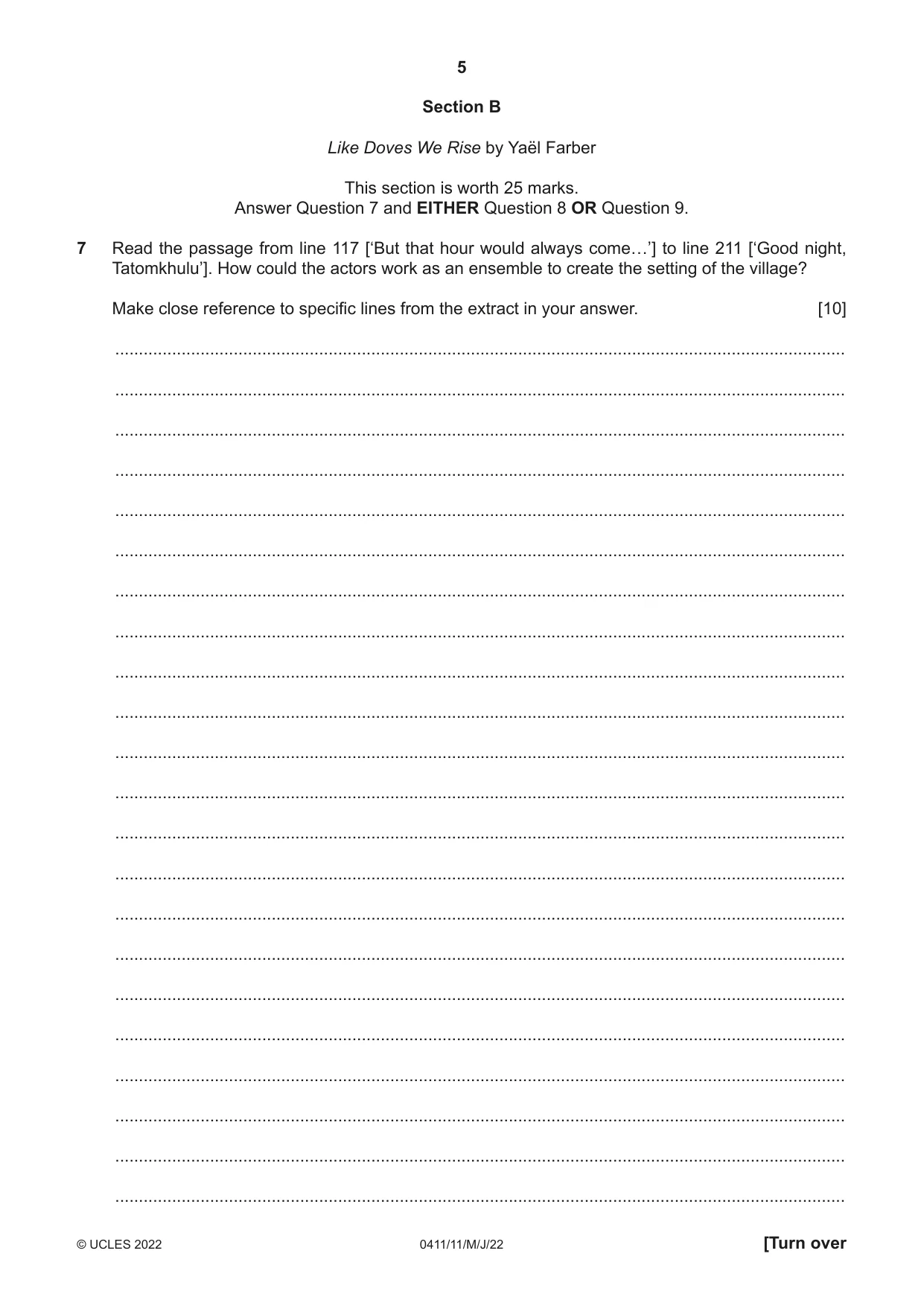 Cambridge IGCSE Drama 0411 2022 May/June Paper 1 · Variant 1 question paper, page 5 of 12