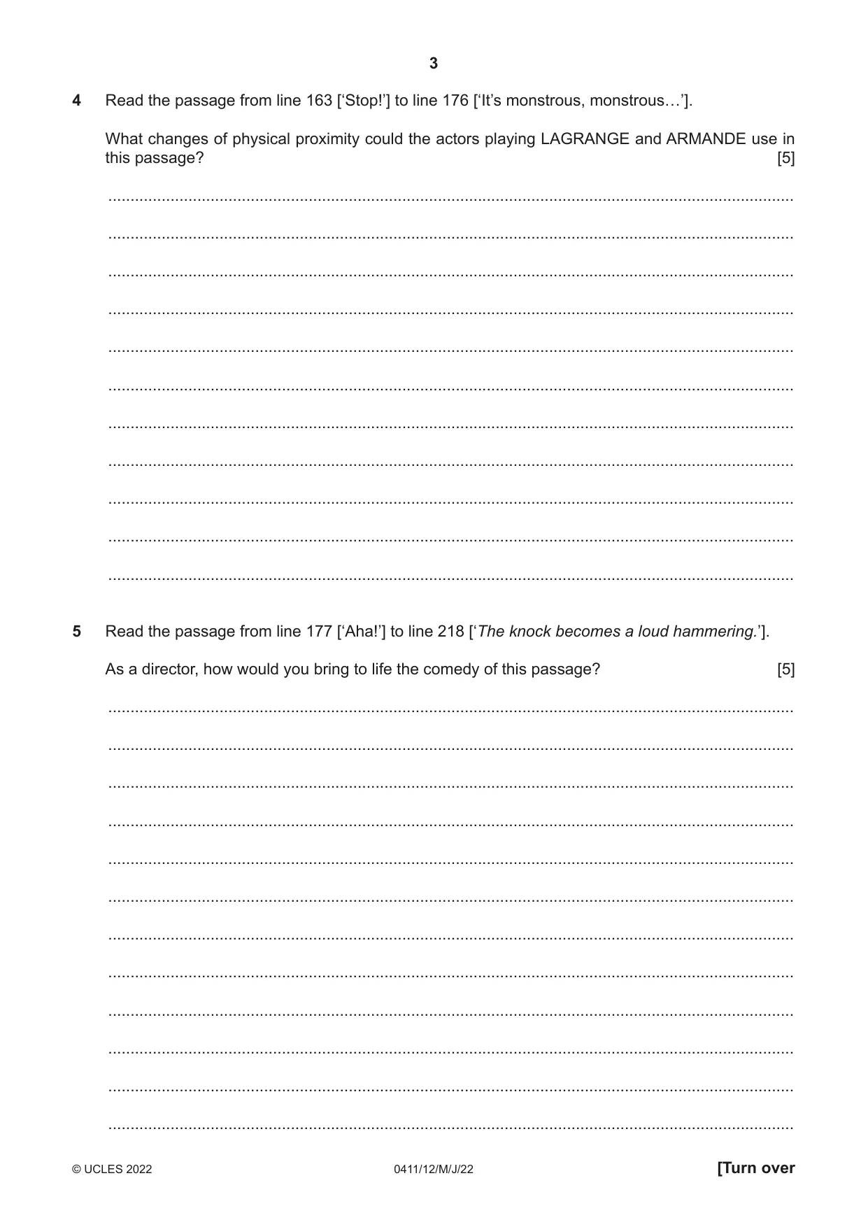 Cambridge IGCSE Drama 0411 2022 May/June Paper 1 · Variant 2 question paper, page 3 of 12