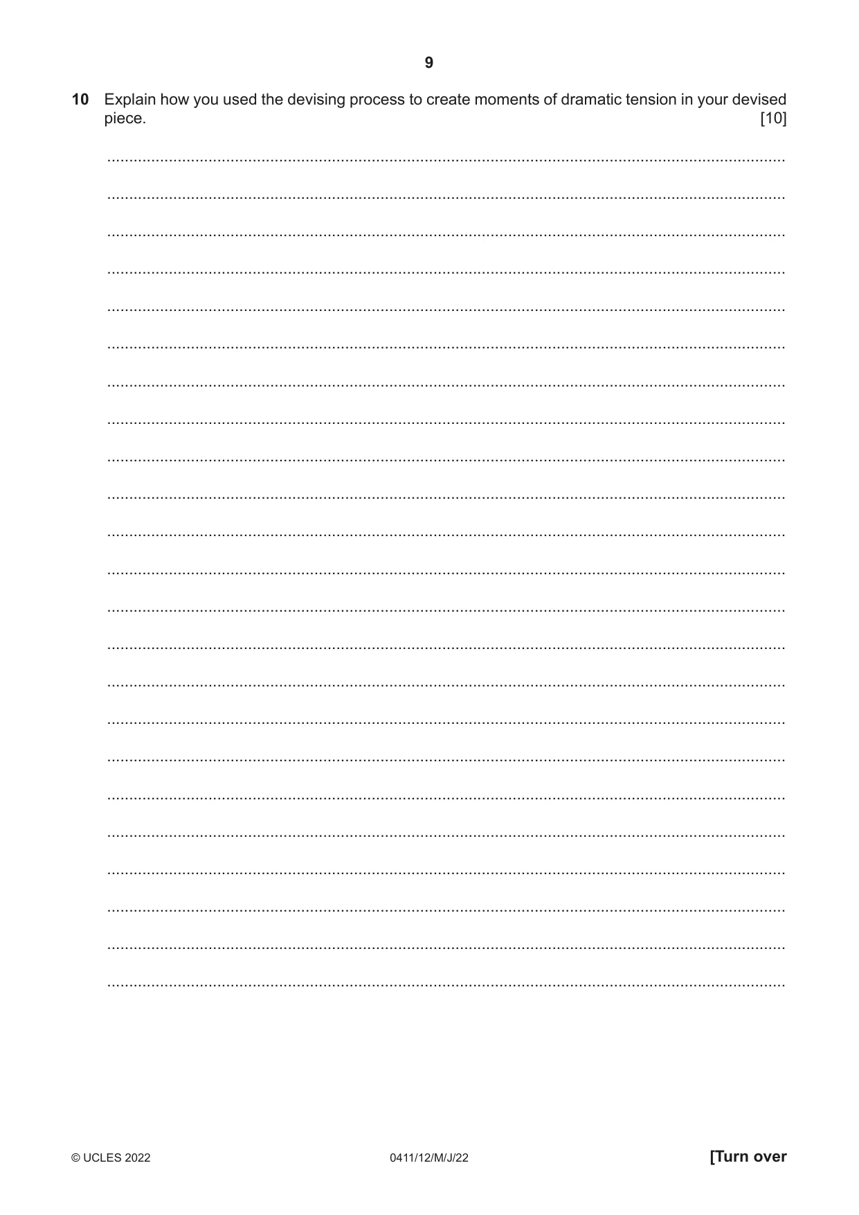 Cambridge IGCSE Drama 0411 2022 May/June Paper 1 · Variant 2 question paper, page 9 of 12