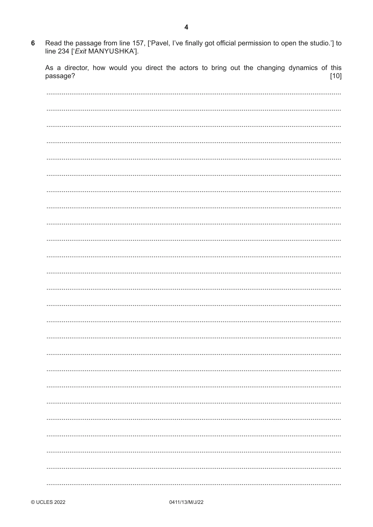 Cambridge IGCSE Drama 0411 2022 May/June Paper 1 · Variant 3 question paper, page 4 of 12