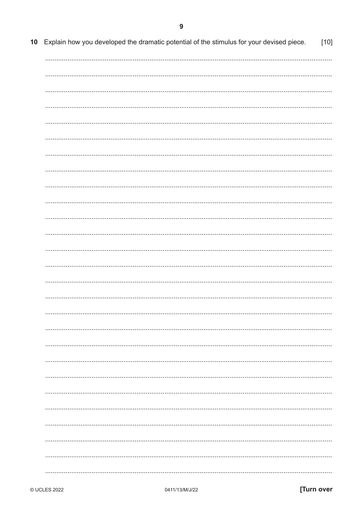 Cambridge IGCSE Drama 0411 2022 May/June Paper 1 · Variant 3 question paper, page 9 of 12