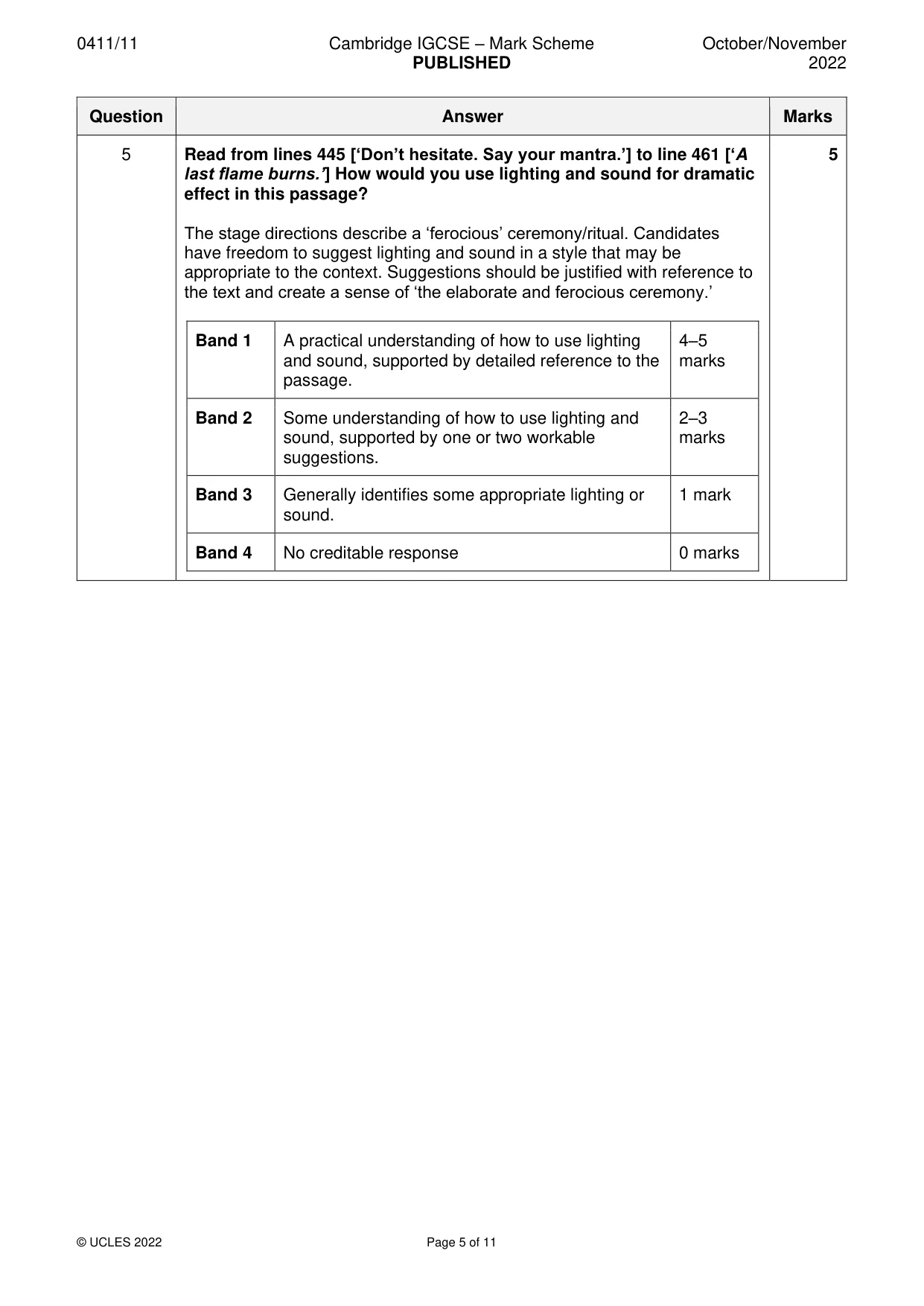 Mark scheme, page 5 of 11