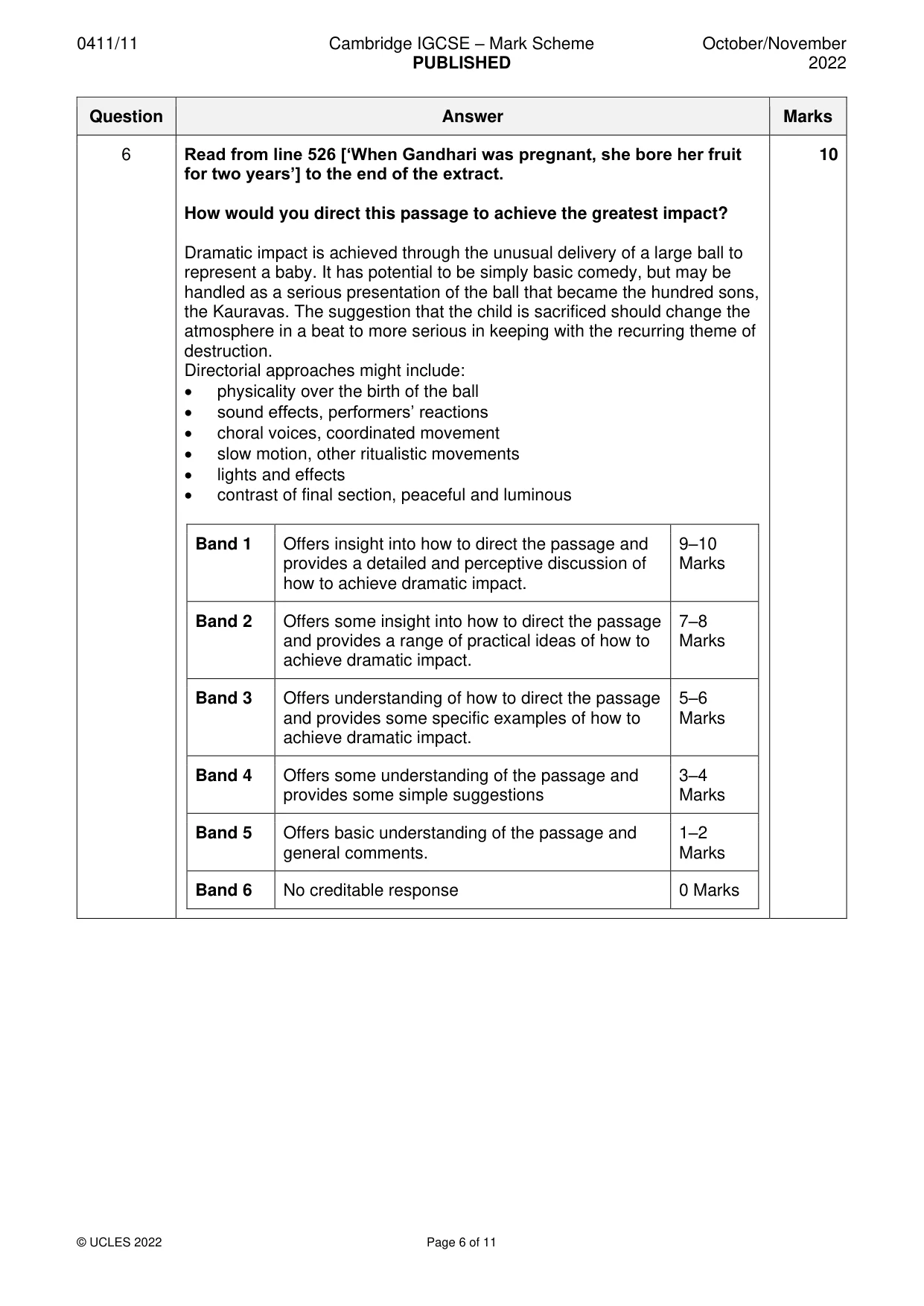 Mark scheme, page 6 of 11