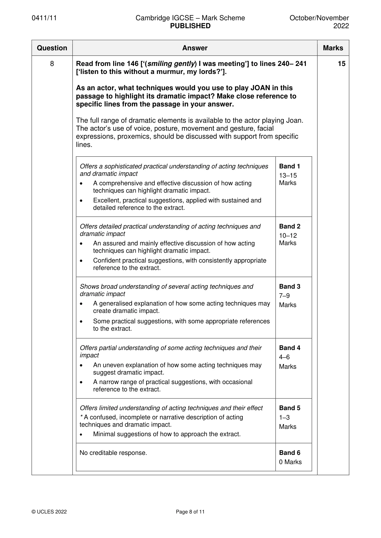 Mark scheme, page 8 of 11