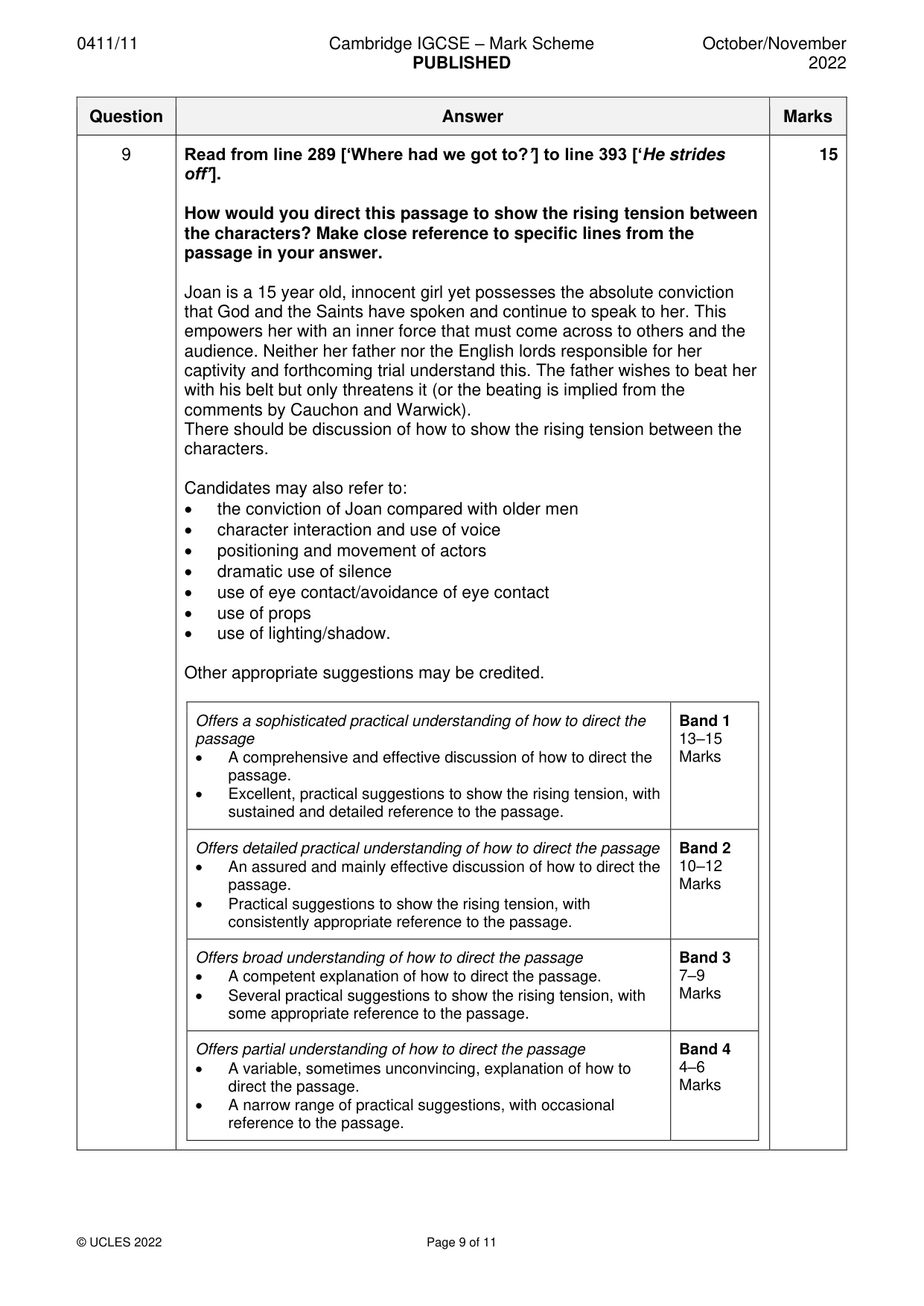 Mark scheme, page 9 of 11