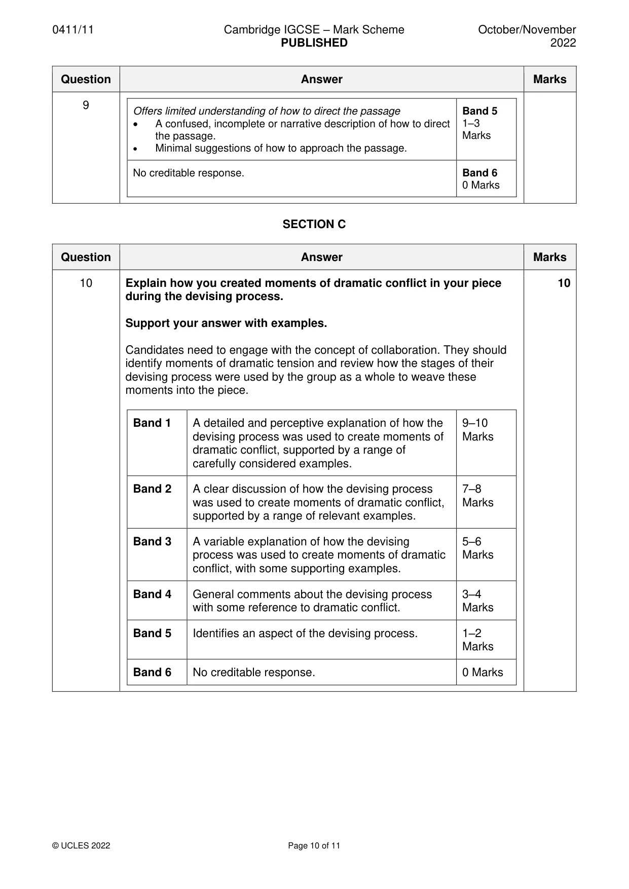 Mark scheme, page 10 of 11