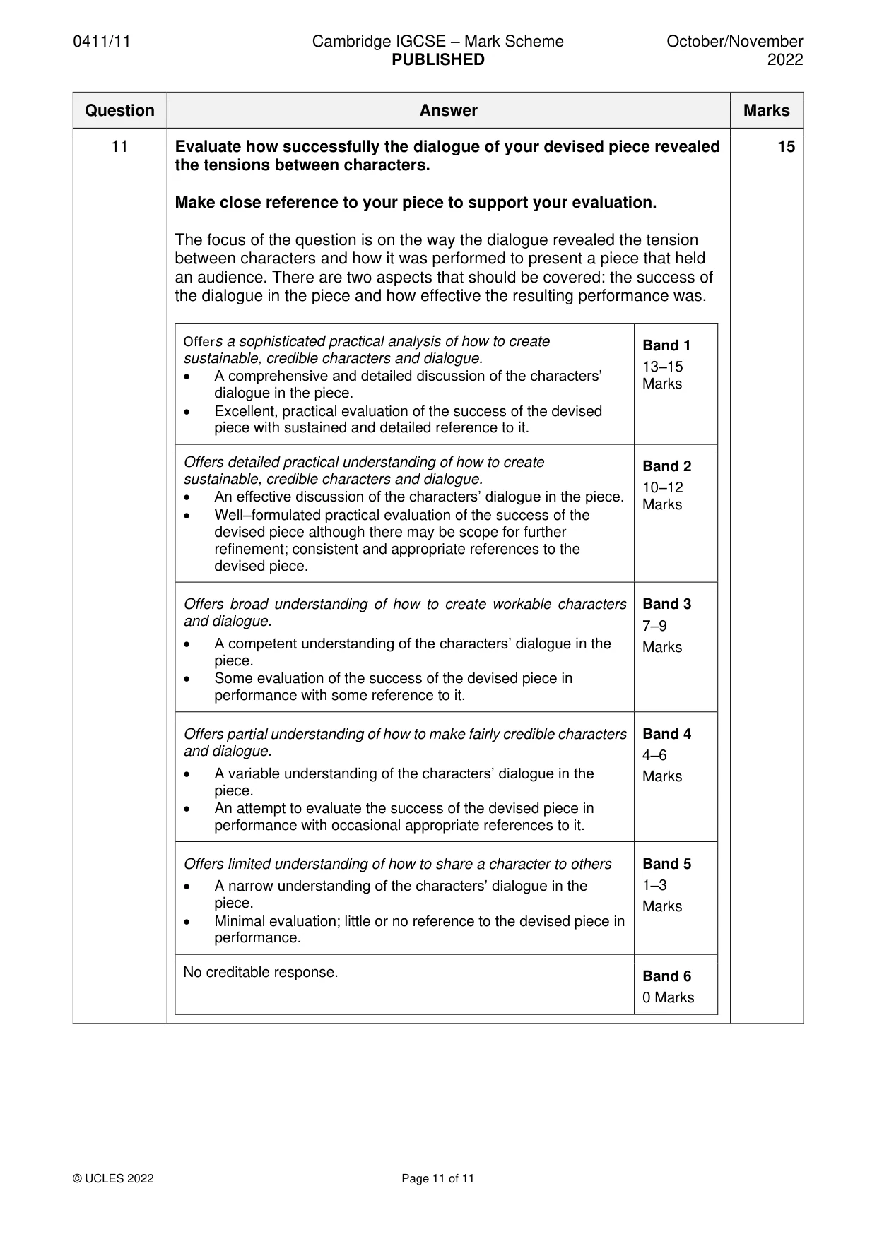 Mark scheme, page 11 of 11