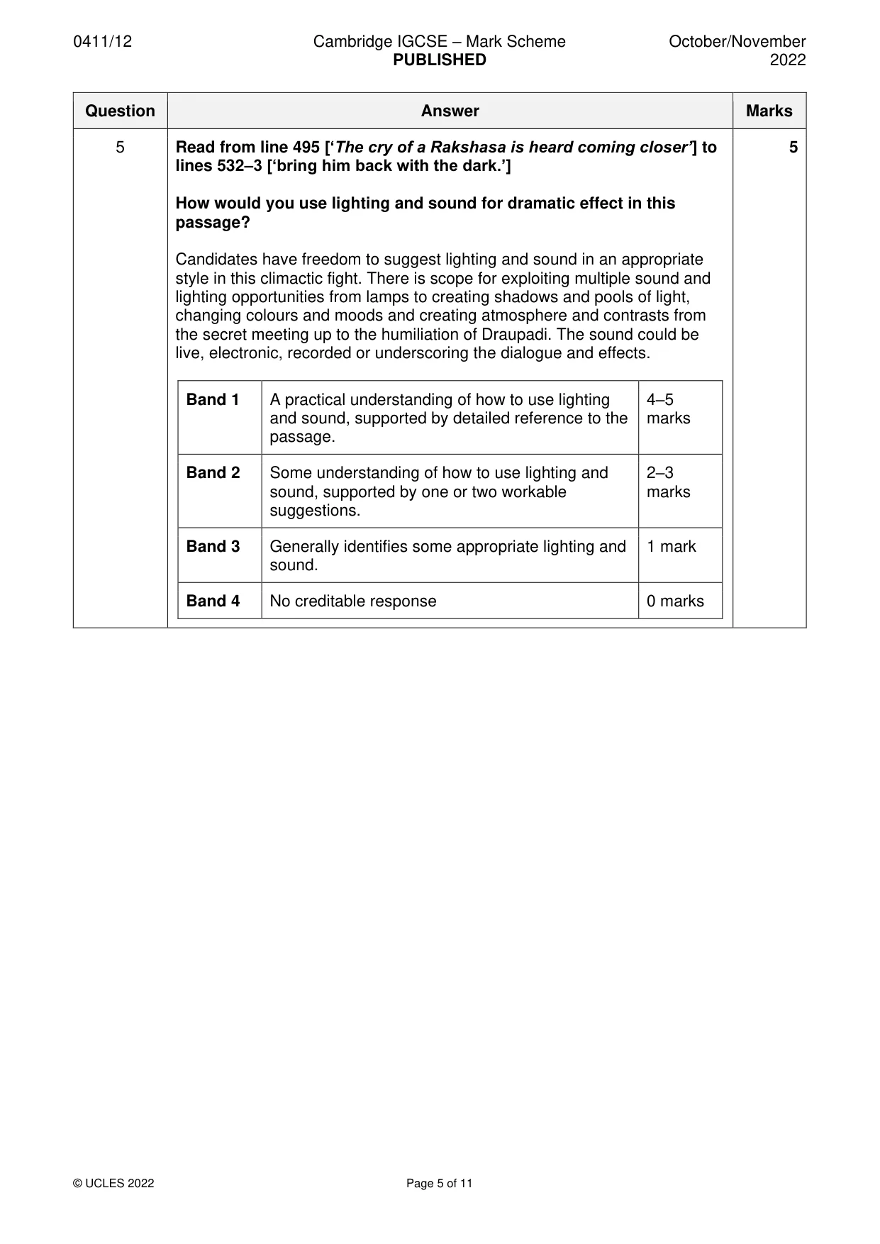 Mark scheme, page 5 of 11