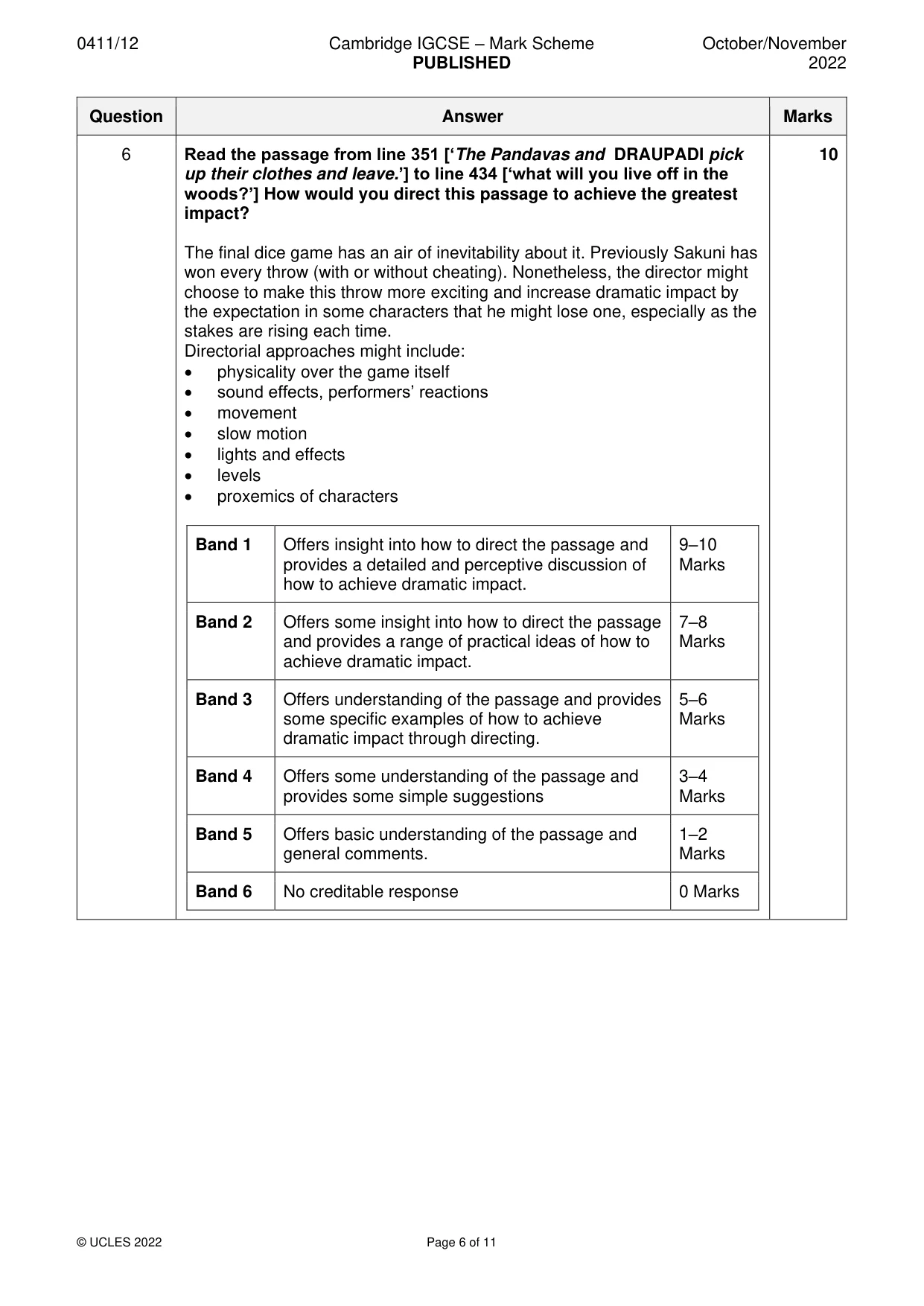 Mark scheme, page 6 of 11