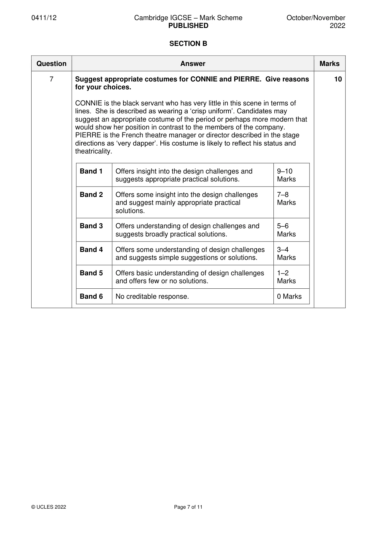 Mark scheme, page 7 of 11