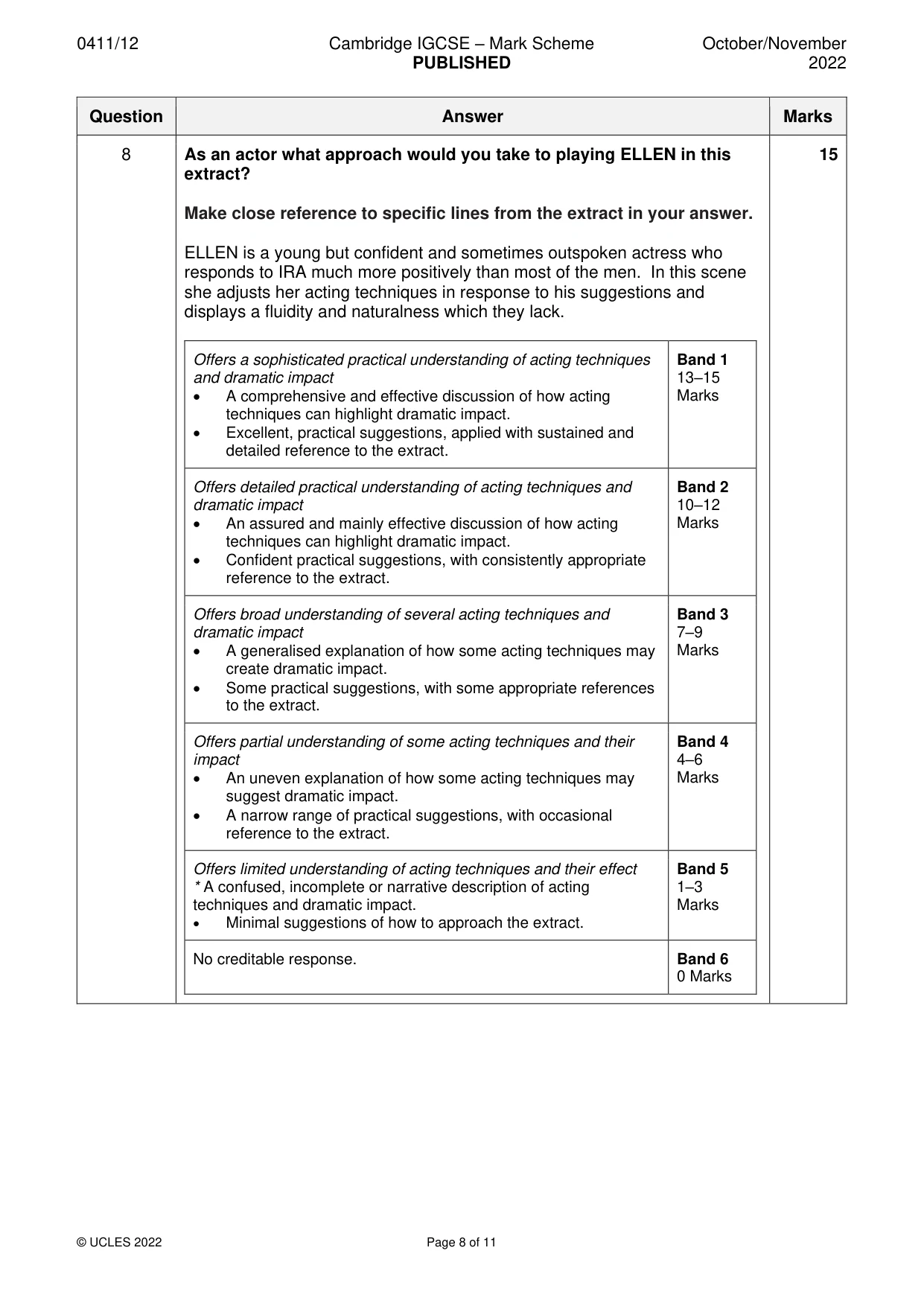 Mark scheme, page 8 of 11