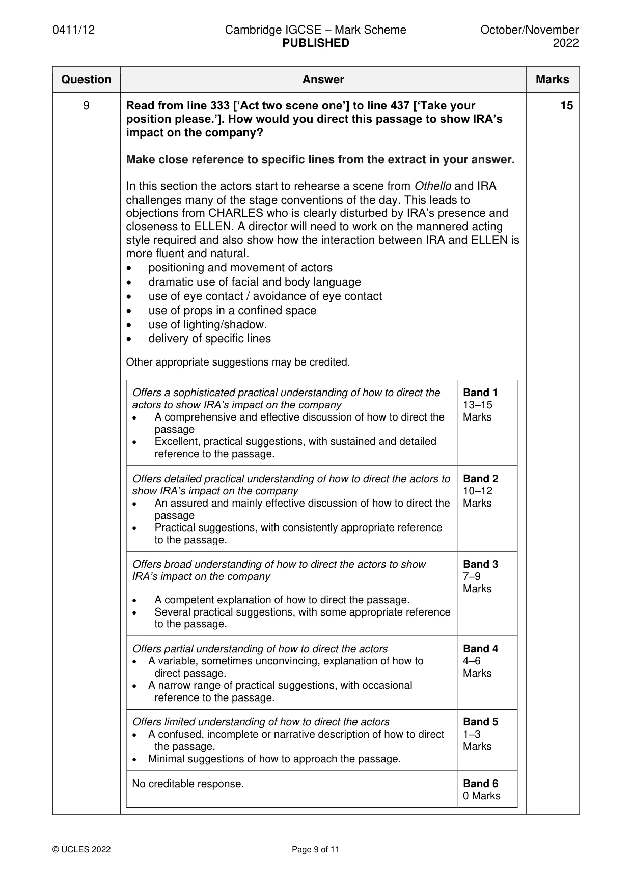 Mark scheme, page 9 of 11