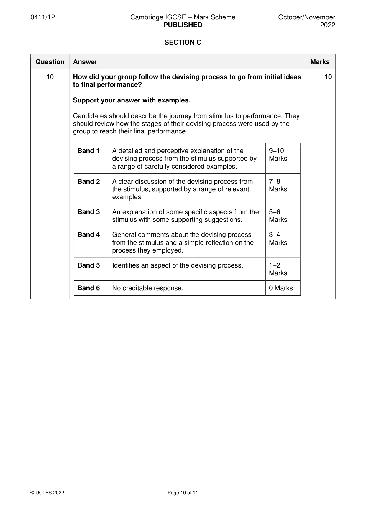 Mark scheme, page 10 of 11